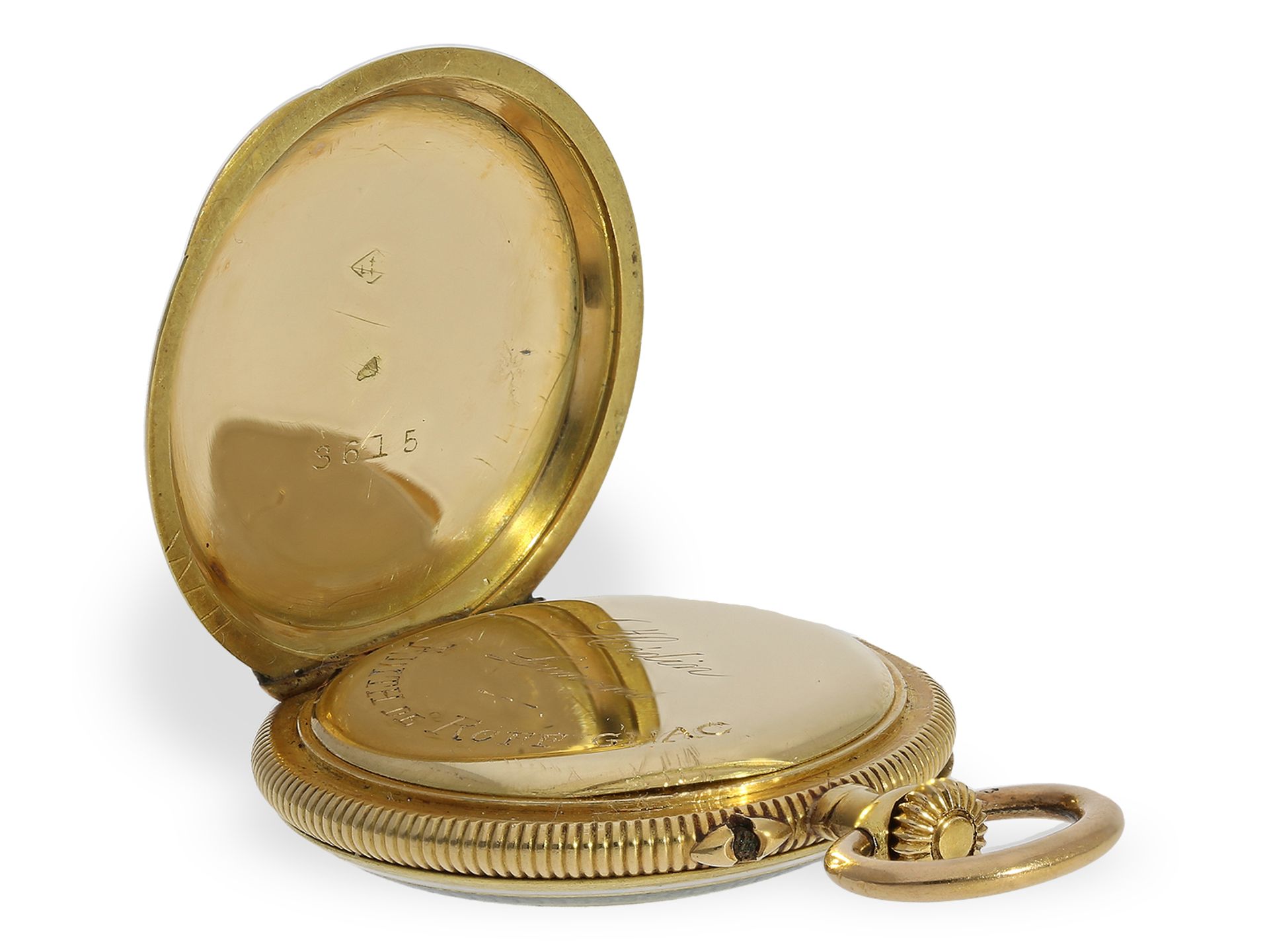 Taschenuhr/Anhängeuhr: feine Gold/Emaille-Damenuhr, um 1920, Le Coultre/signiert Hedin Limoges No... - Bild 6 aus 6