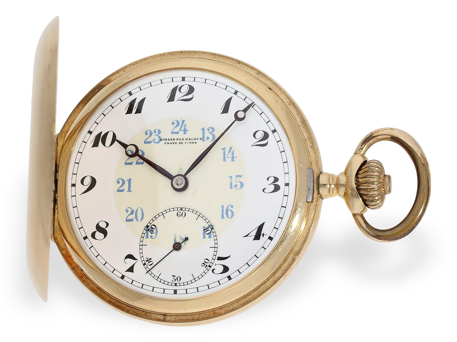 Pocket watch: fine gold hunting case watch, signed Girard Perregaux No. 429106, ca. 1910