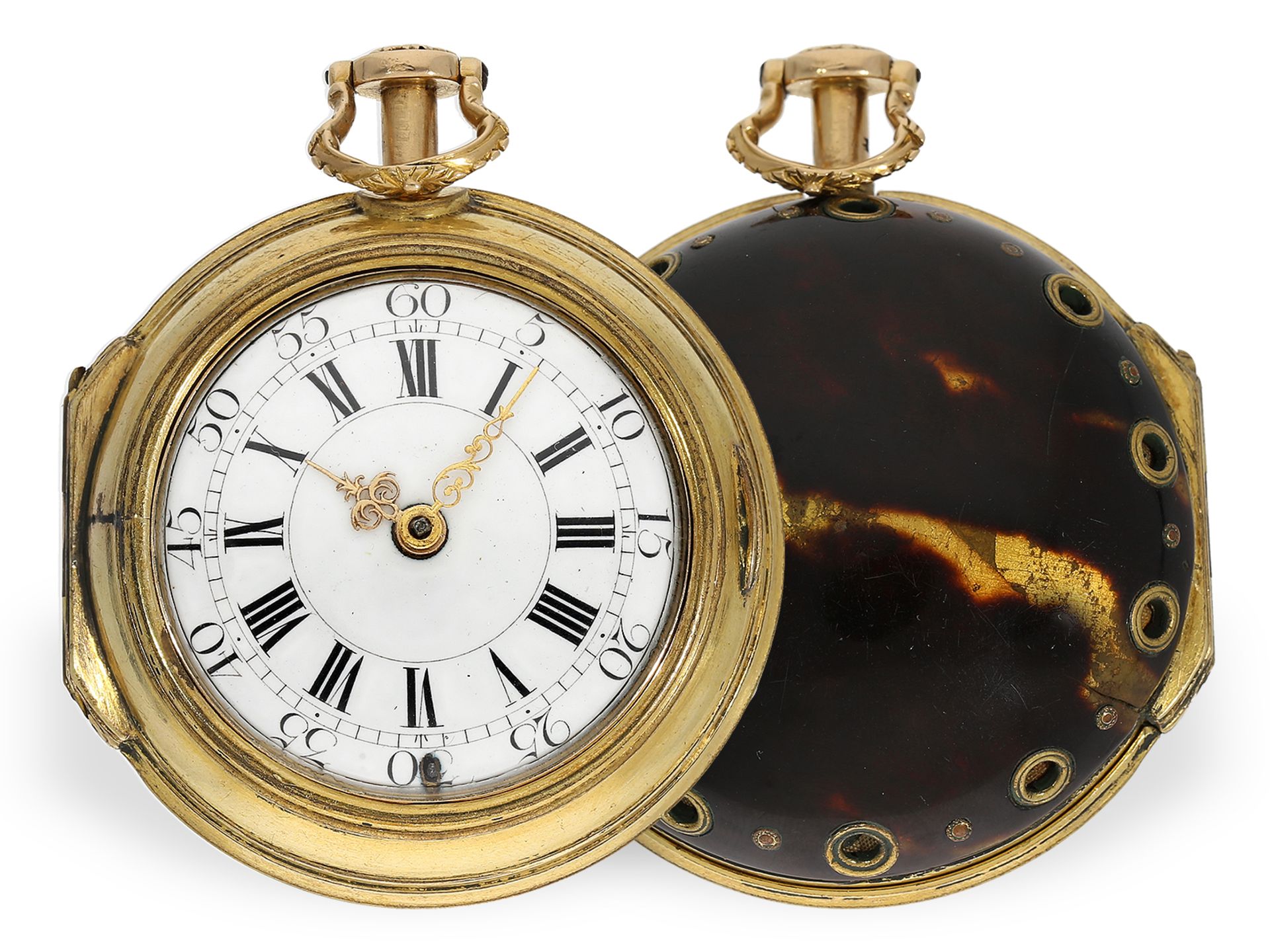 Hochfeine, frühe Genfer Taschenuhr mit Viertelstundenschlag auf Glocke, 18K Gold, Terrot & Thuillier