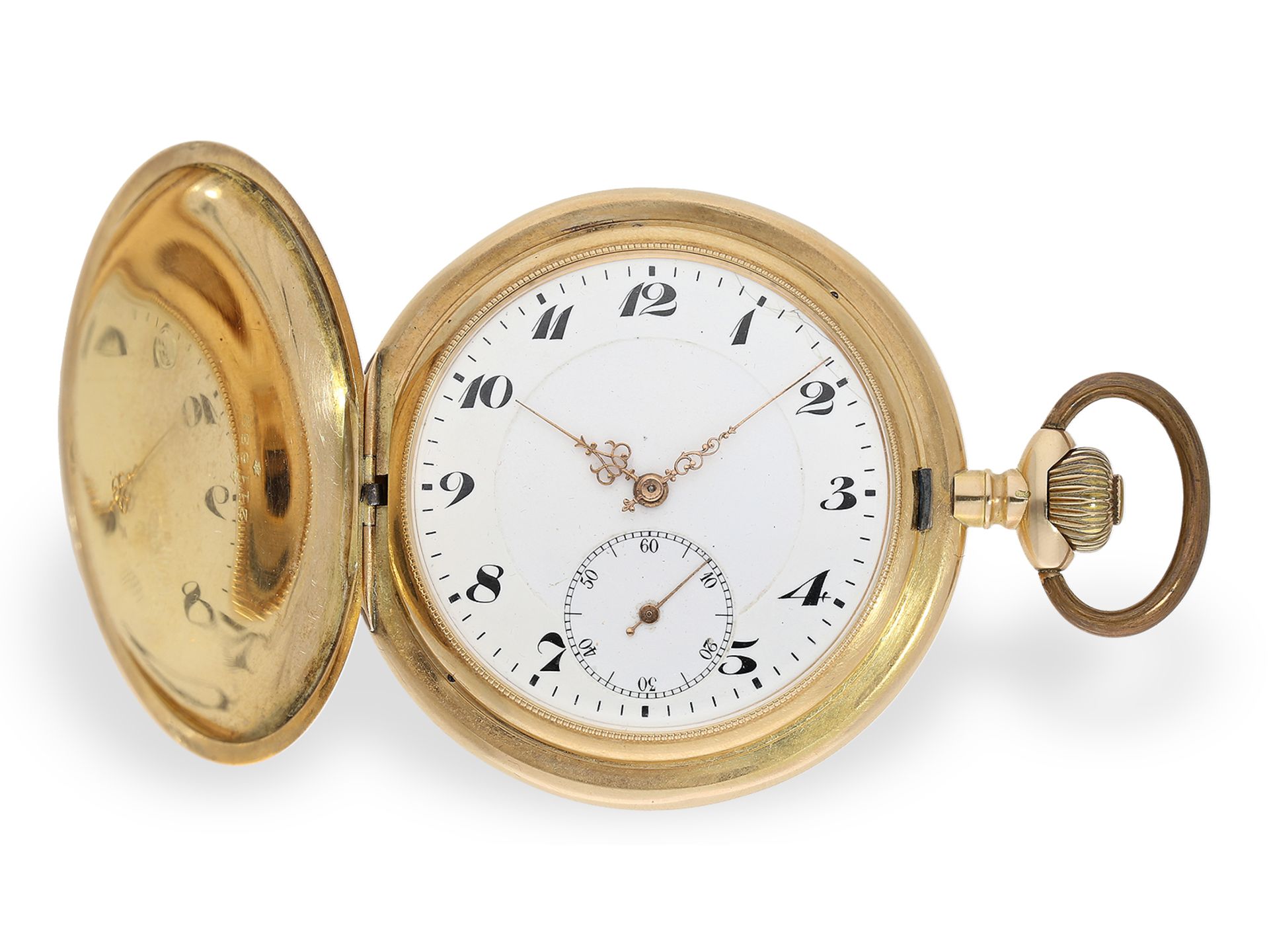 Besonders große und schwere Goldsavonnette, Taschenuhr System Glashütte, ca.1910