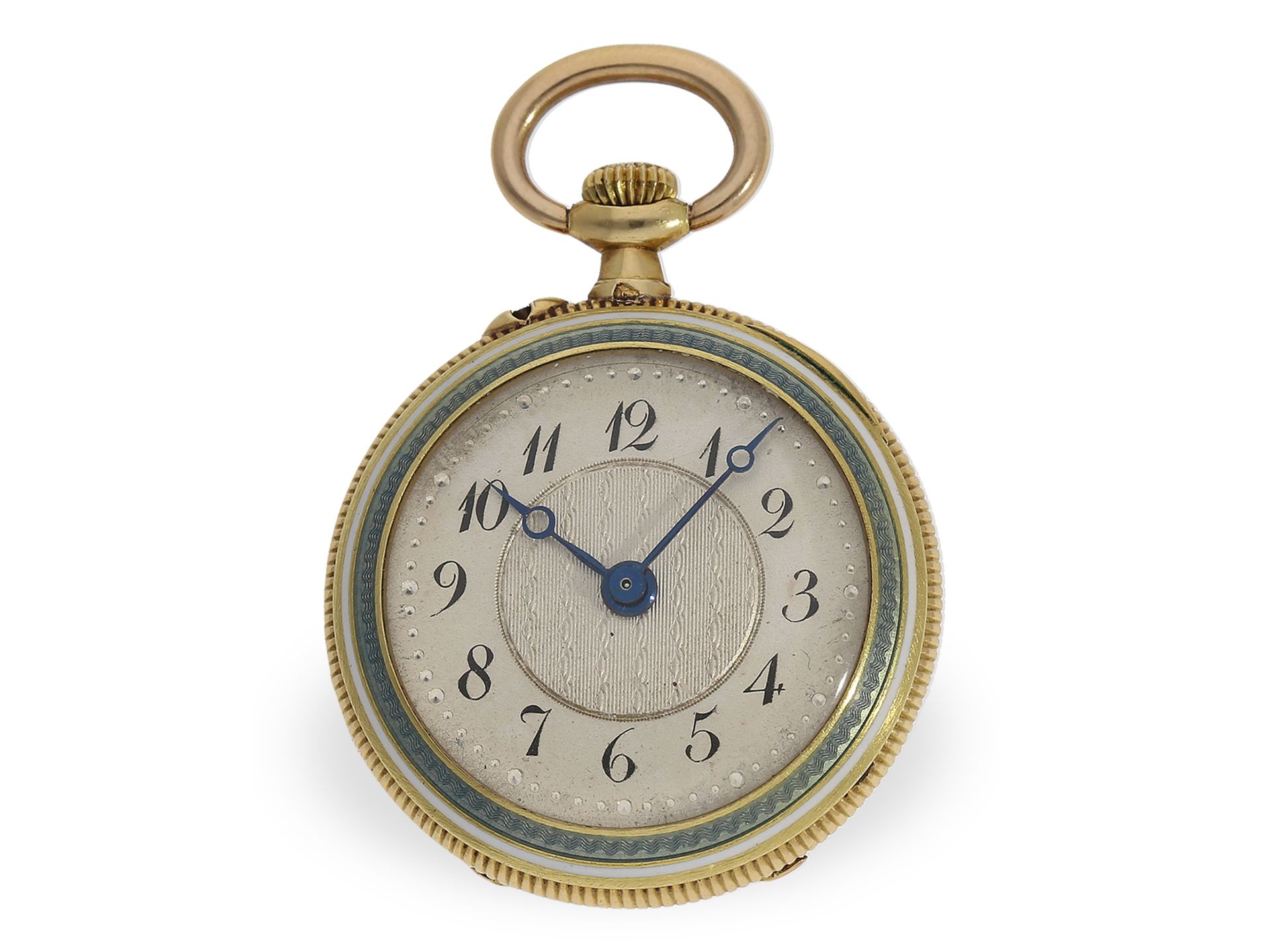 Taschenuhr/Anhängeuhr: feine Gold/Emaille-Damenuhr, um 1920, Le Coultre/signiert Hedin Limoges No... - Bild 2 aus 6