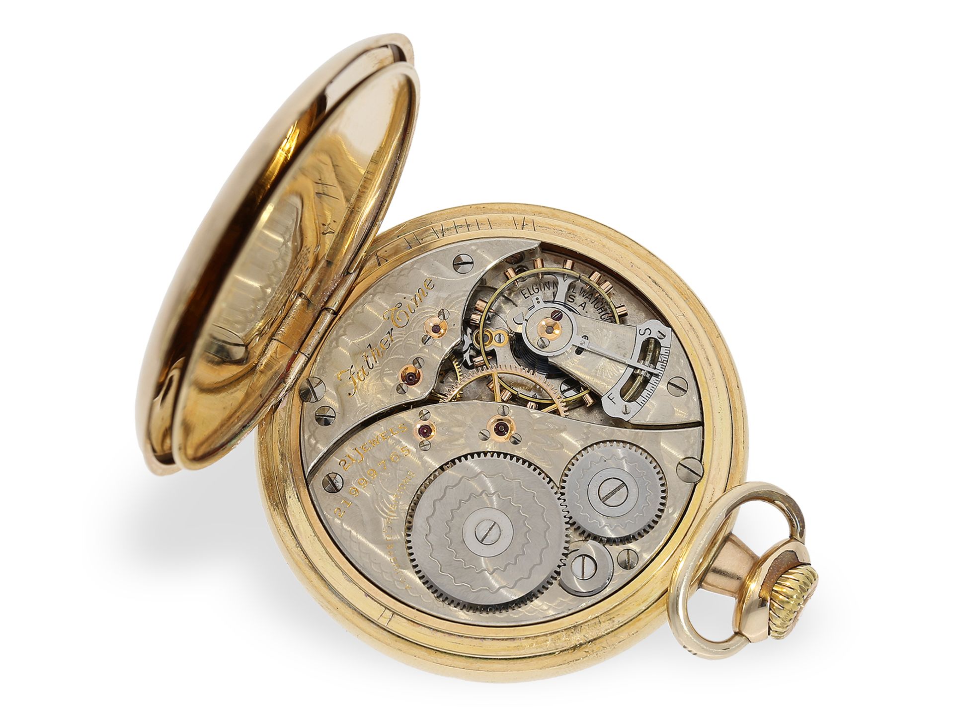 Amerikanische Freimaurer Taschenuhr, Elgin 1919 mit der seltenen Werksqualität "Father Time 21 Jewel - Bild 2 aus 5