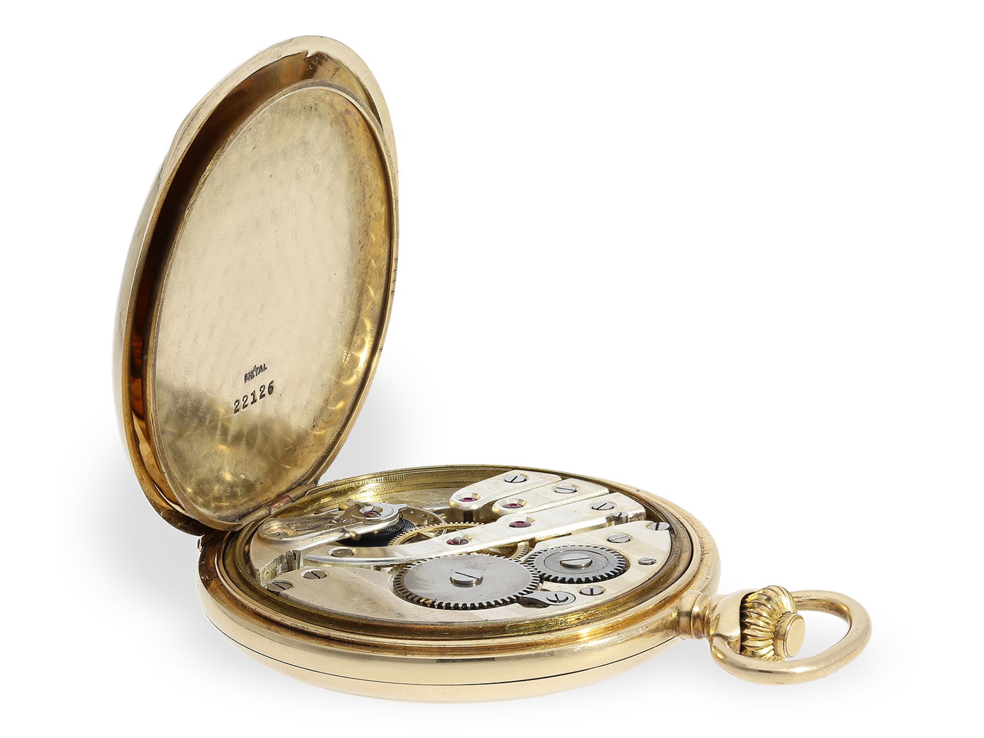 Taschenuhr: attraktive Goldsavonnette aus der Zeit des Art déco, ca.1920 - Bild 4 aus 7