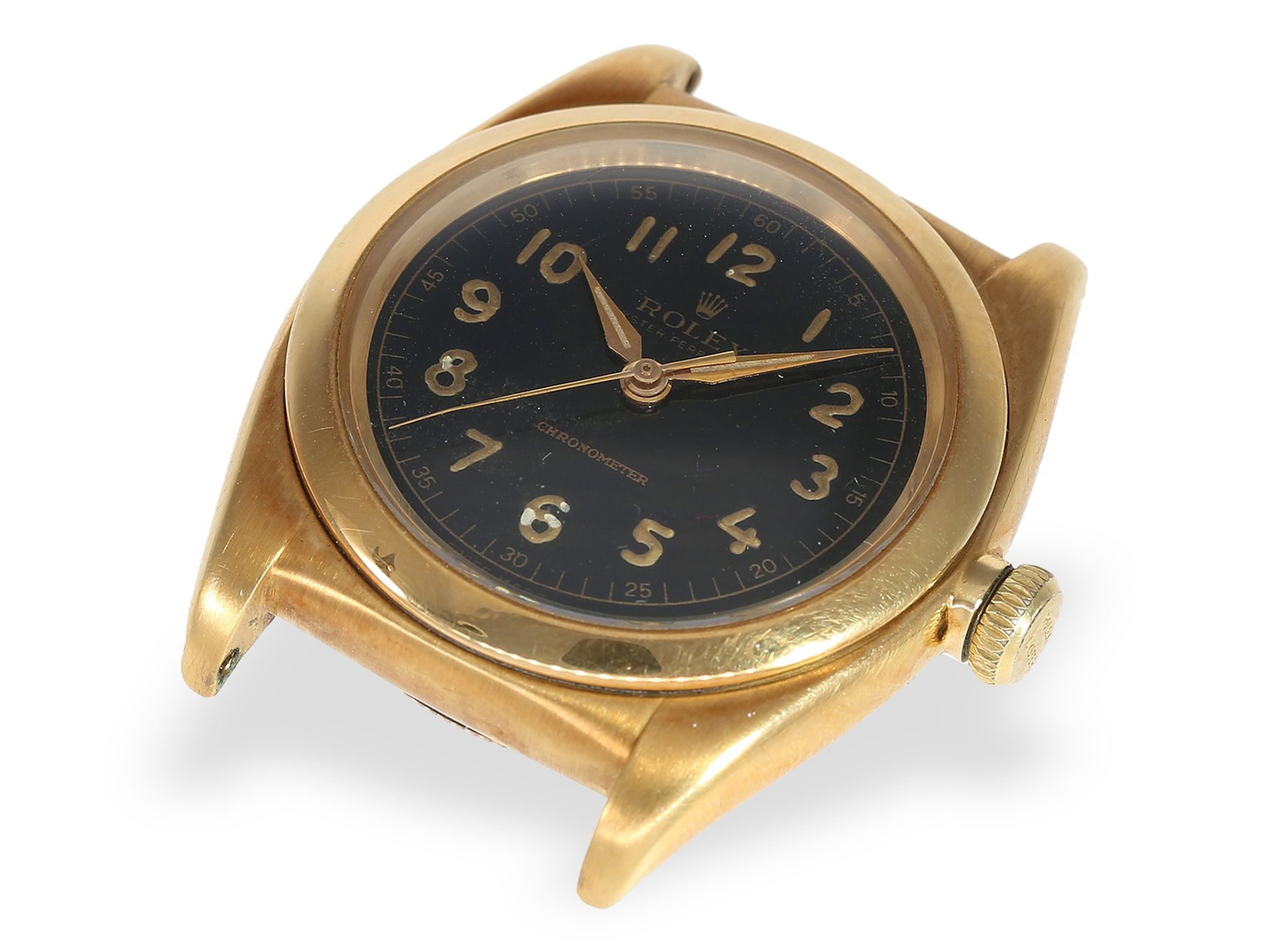 Sehr seltene, ganz frühe Rolex Bubble Back mit schwarzem Zifferblatt, Ref.3131, ca.1938 - Bild 3 aus 6