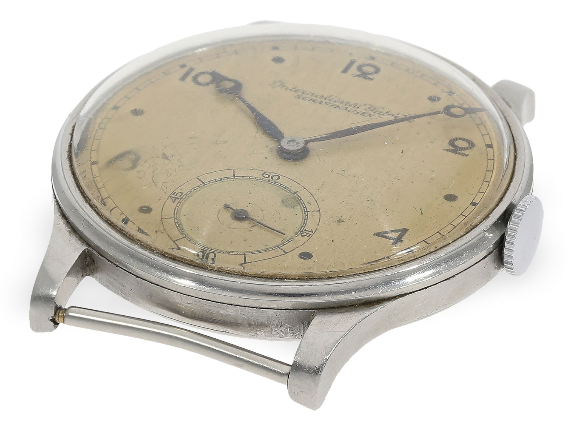 Armbanduhr: frühe oversize IWC Stahluhr, um 1940, sog. Ur-Portugieser - Bild 5 aus 8