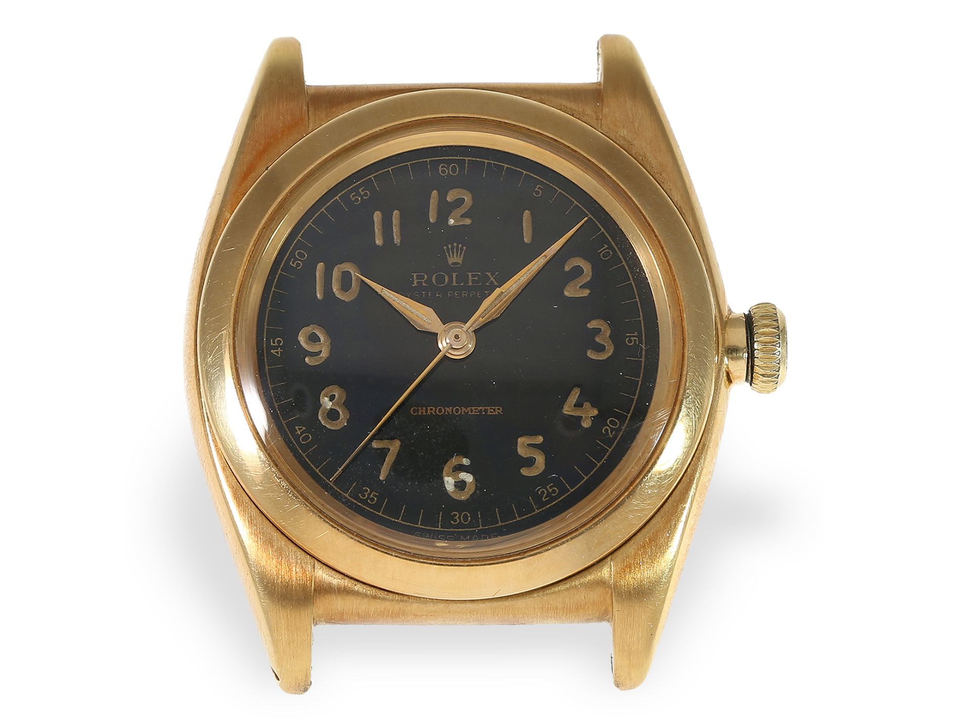 Sehr seltene, ganz frühe Rolex Bubble Back mit schwarzem Zifferblatt, Ref.3131, ca.1938