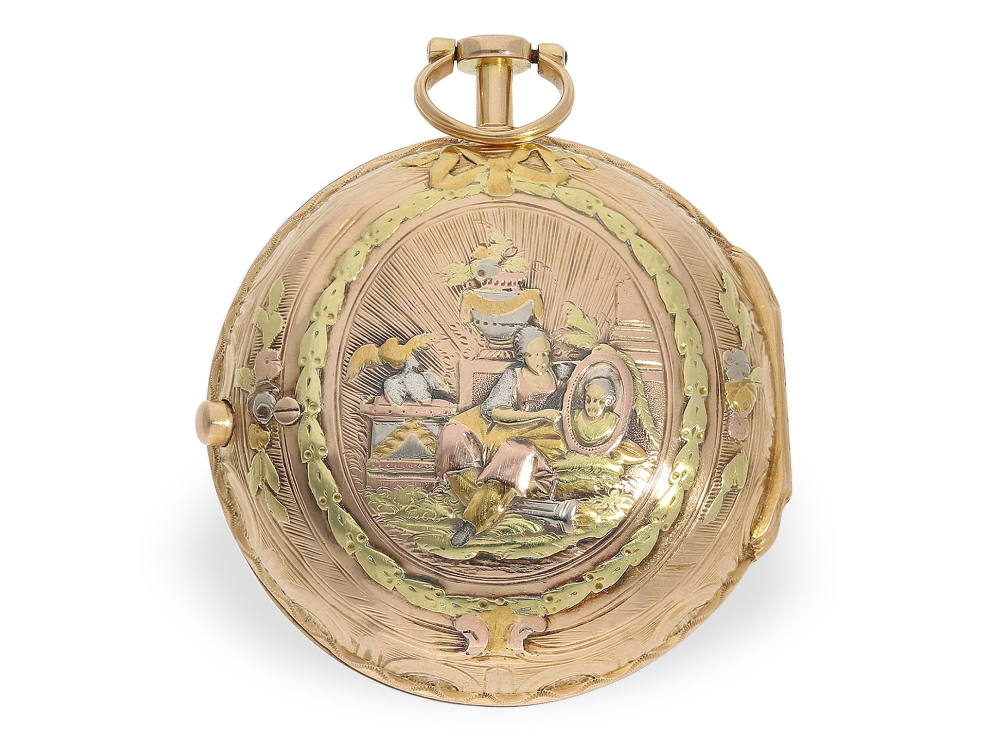 Magnificent 4-colour verge watch, Baudy Paris No.2334, ca. 1760 - Image 4 of 4