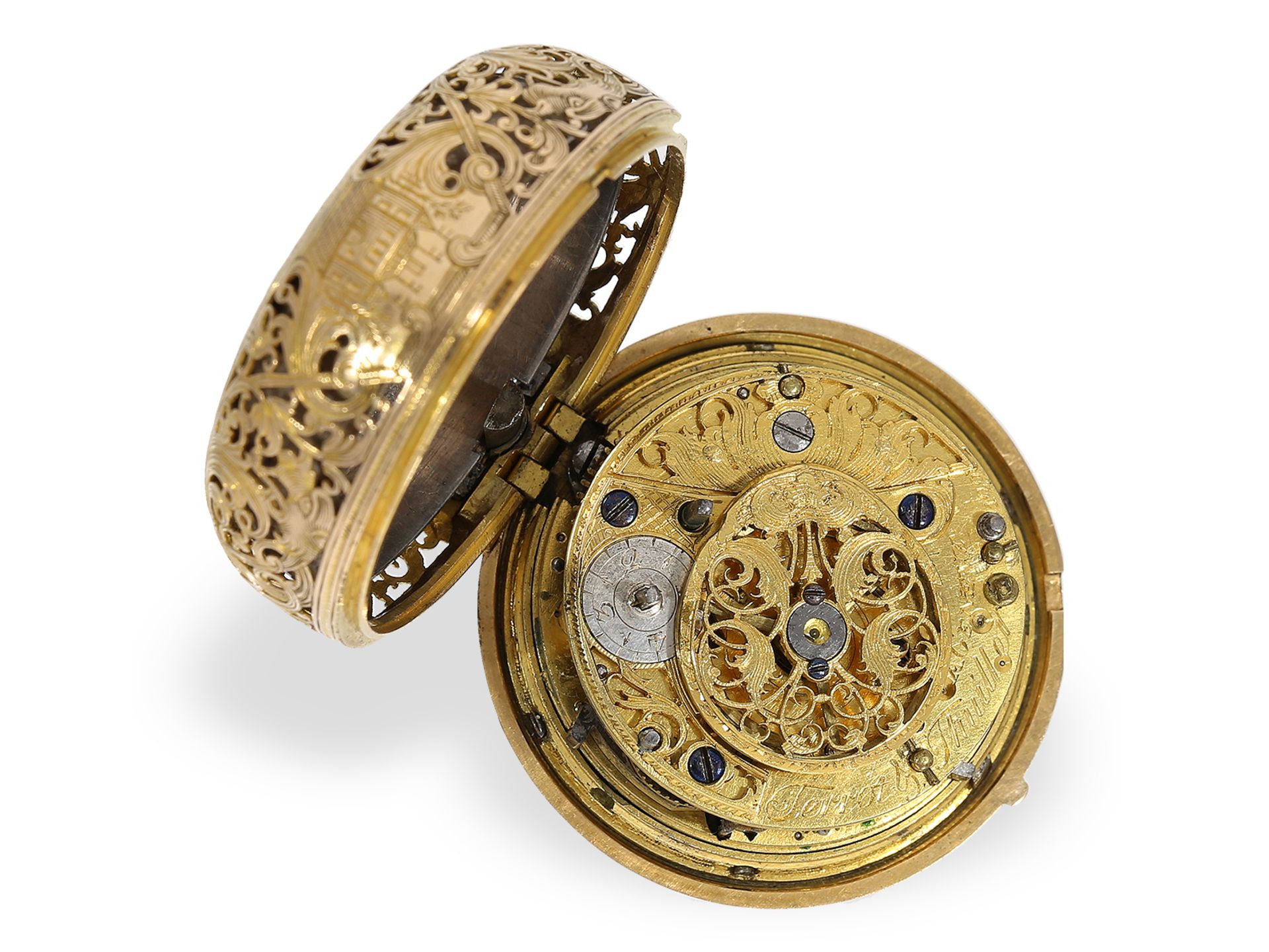 Hochfeine, frühe Genfer Taschenuhr mit Viertelstundenschlag auf Glocke, 18K Gold, Terrot & Thuillier - Bild 3 aus 8