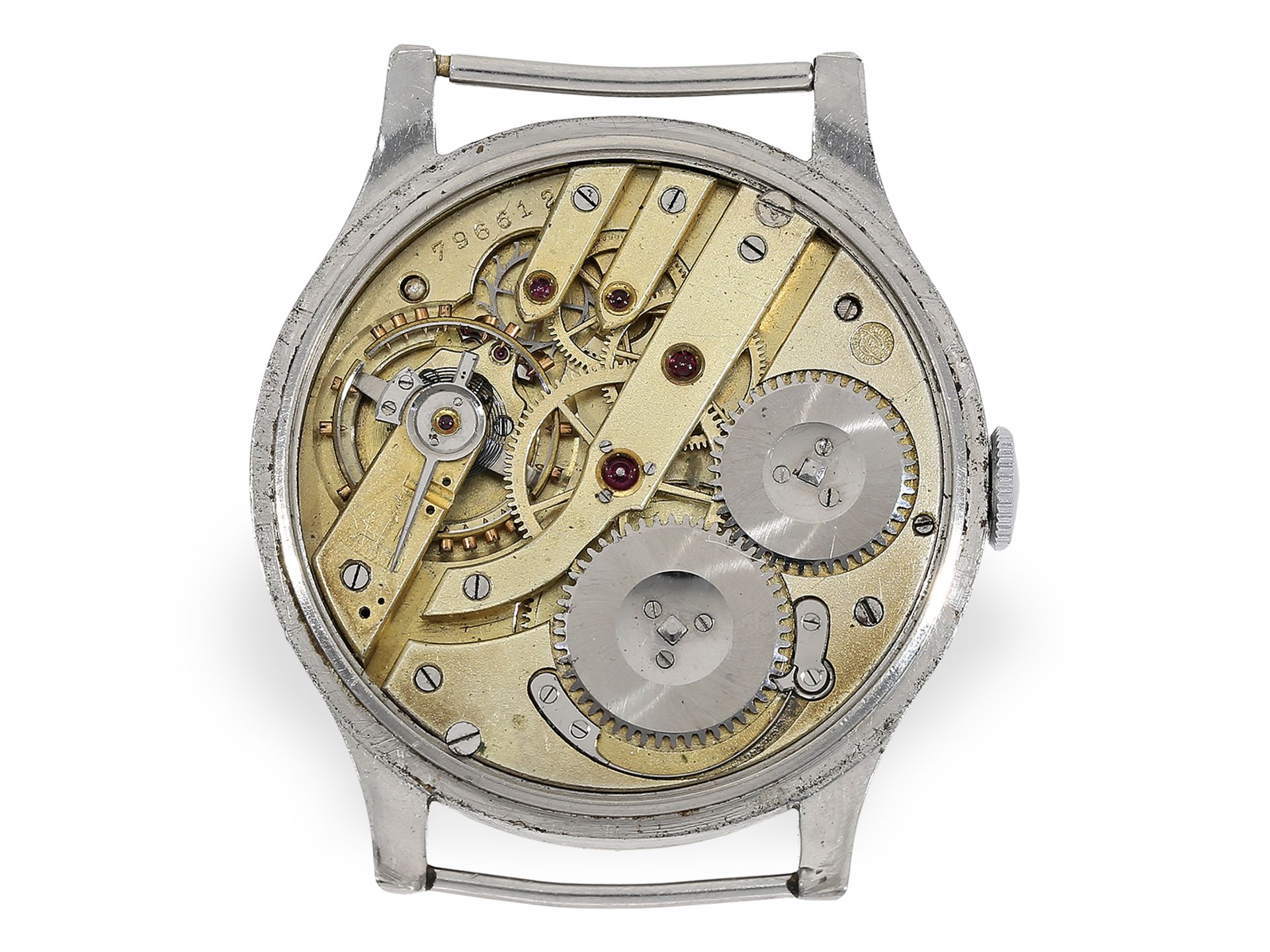 Armbanduhr: frühe oversize IWC Stahluhr, um 1940, sog. Ur-Portugieser - Bild 2 aus 8