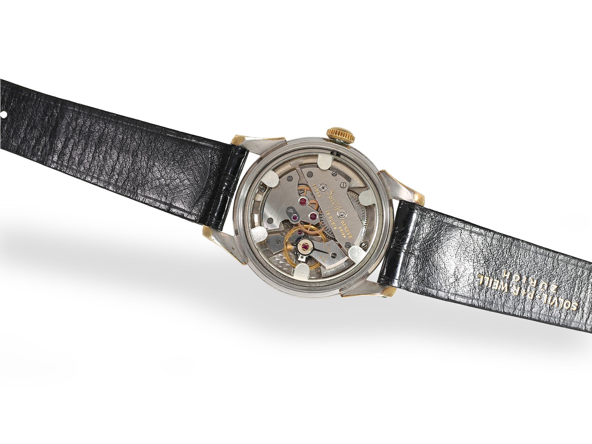 Hochfeine vintage Genfer Armbanduhr in Chronometerqualität, Paul Ditisheim Solvil, 50er-Jahre - Bild 3 aus 5