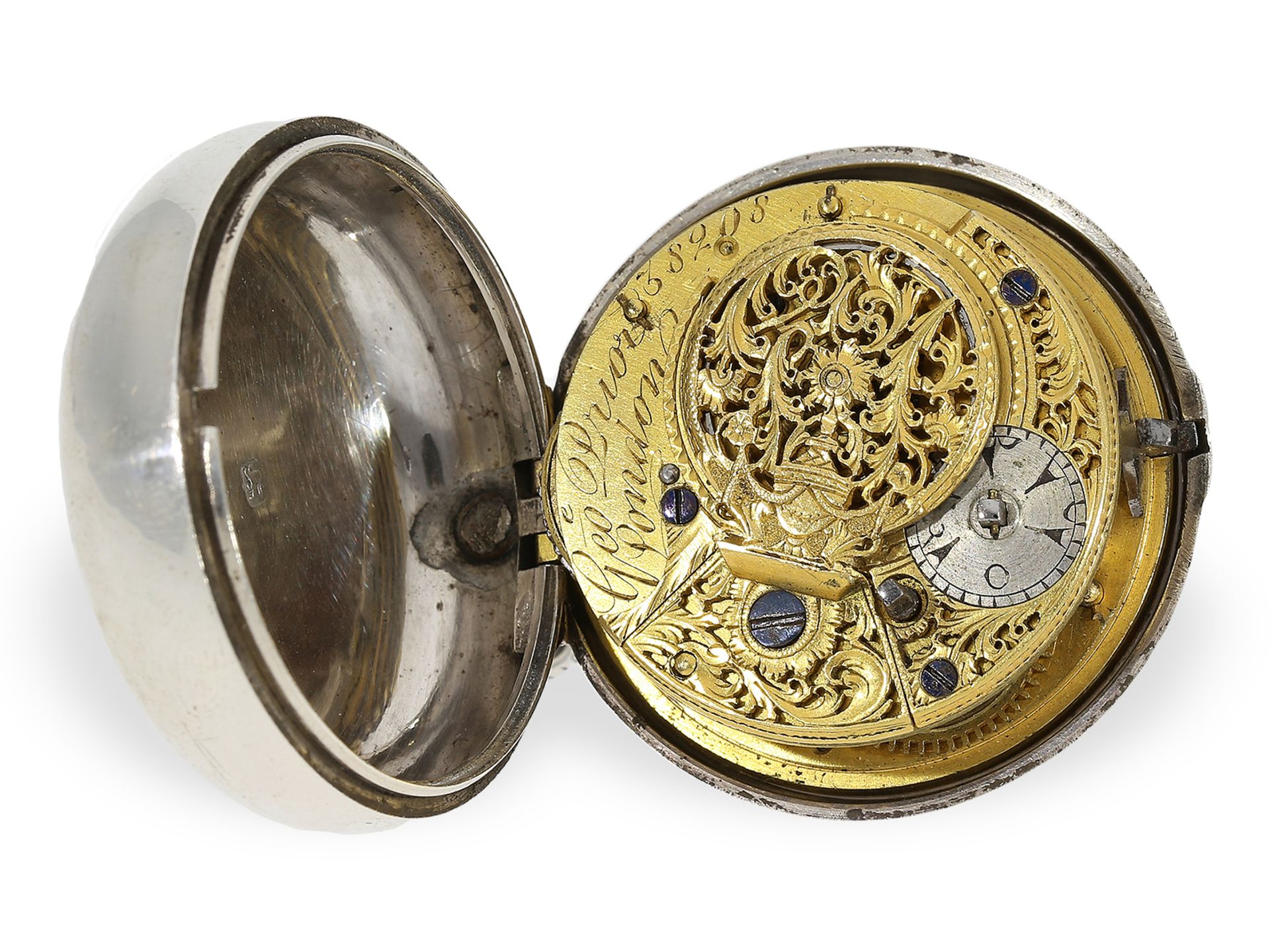 Pocket watch: large silver pocket watch for the Ottoman market with unusual outer case, Edward Prior - Image 2 of 5