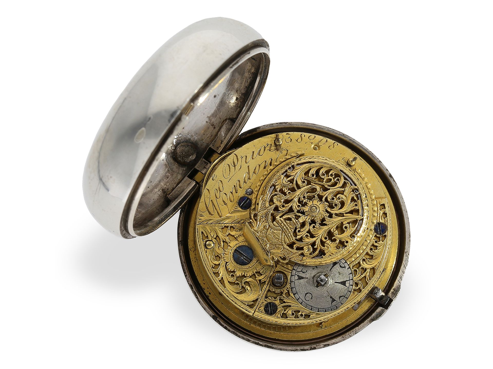 Pocket watch: large silver pocket watch for the Ottoman market with unusual outer case, Edward Prior - Image 4 of 5