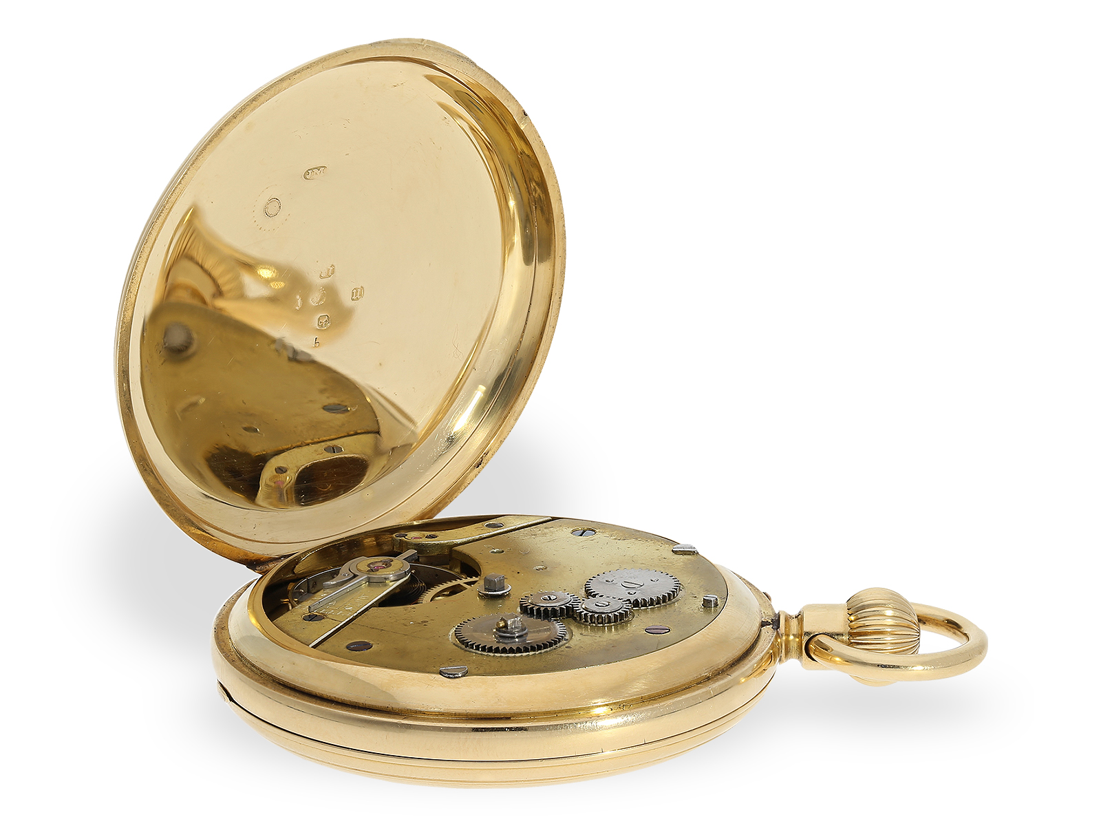 Pocket watch: heavy English pocket chronometer with very interesting movement and special winding, H - Image 3 of 5