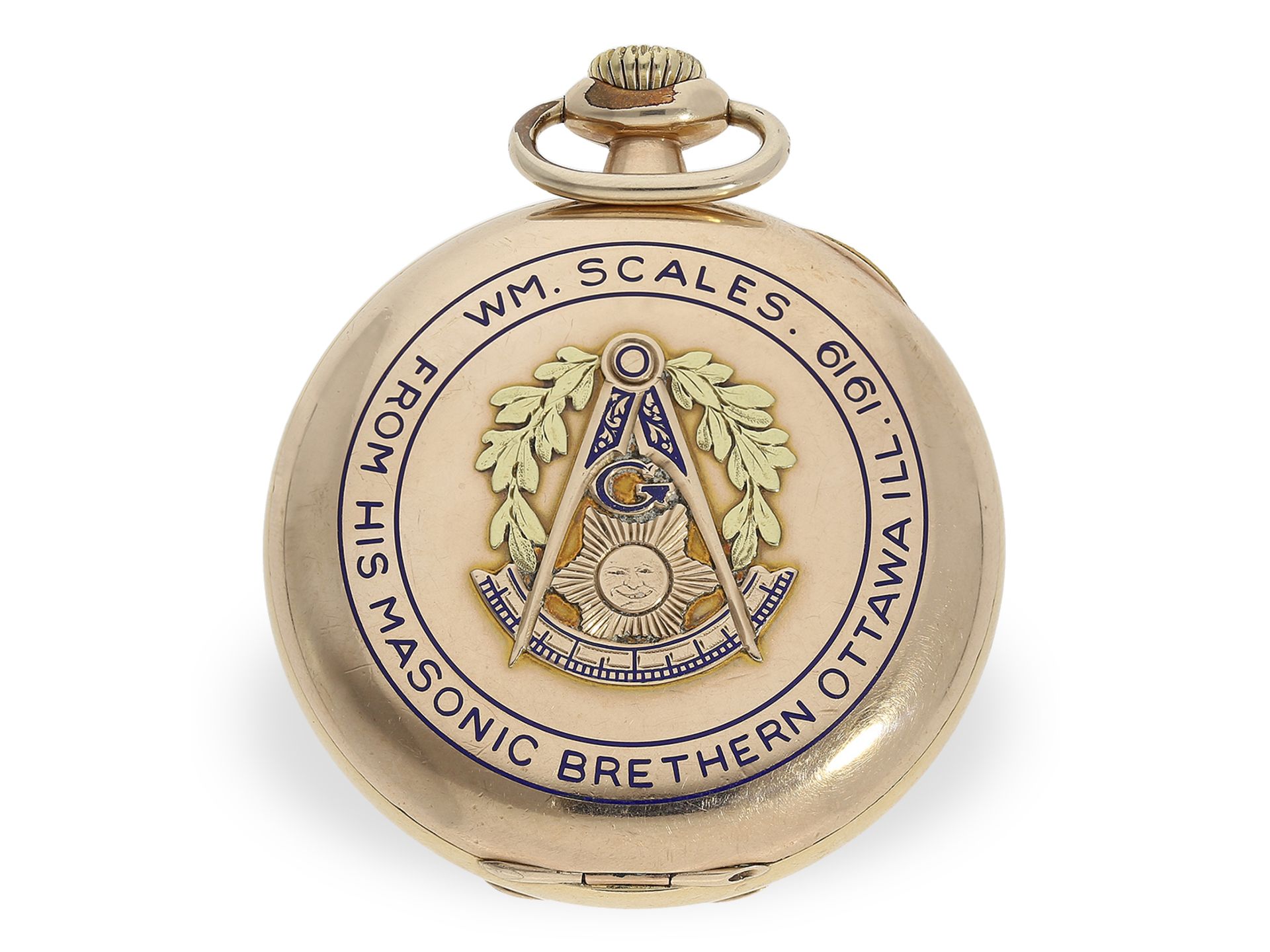 Amerikanische Freimaurer Taschenuhr, Elgin 1919 mit der seltenen Werksqualität "Father Time 21 Jewel - Bild 5 aus 5