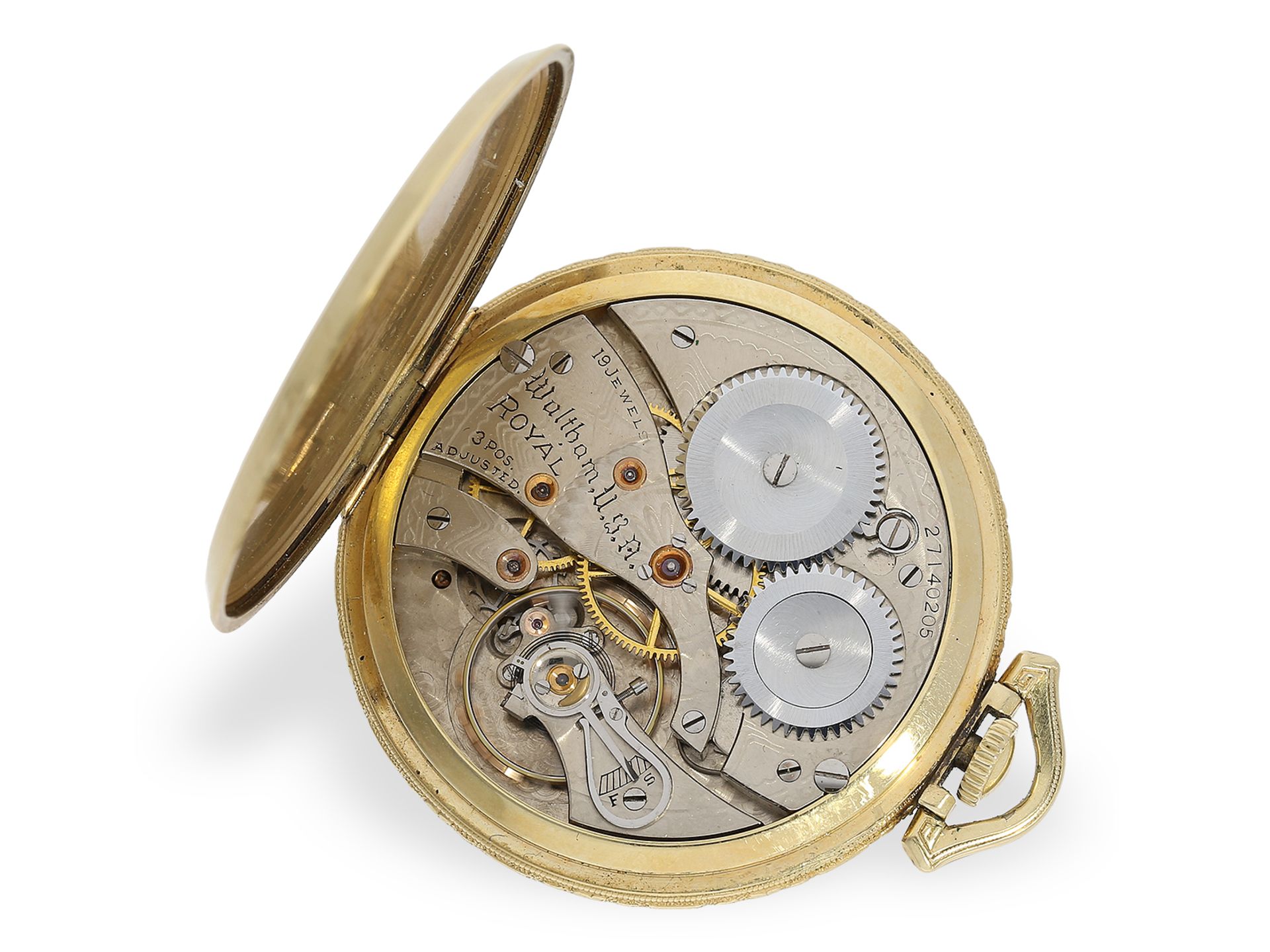 Seltene Art déco Freimaurer Taschenuhr mit rotierender Sekunde, Waltham No. 27140205, ca.1930 - Bild 2 aus 4