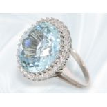 Ring: wunderschöner, sehr hochwertiger und handgefertigter vintage Aquamarin/Diamantring, tadelloser