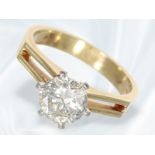 Ring: vintage Solitär-Goldschmiedering, ca. 1,36ct