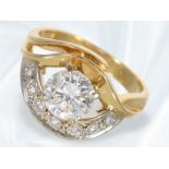 Ring: hochwertiger Goldschmiedering mit wertvollem Brillant, ca. 1,5ct