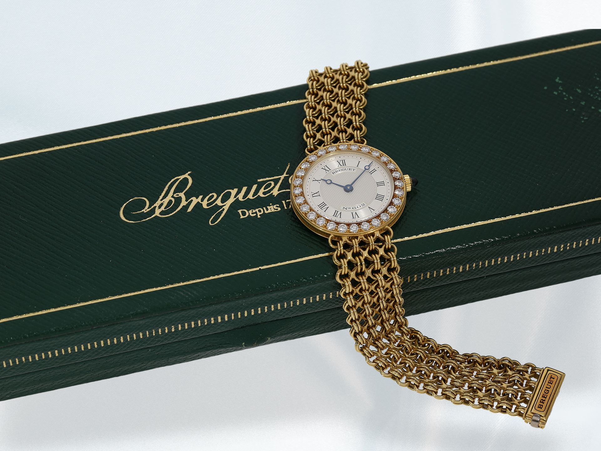 Armbanduhr: elegante, hochwertige Damenuhr von Breguet, "Breguet No. 602", 18K Gold mit Brillanten - Bild 5 aus 9