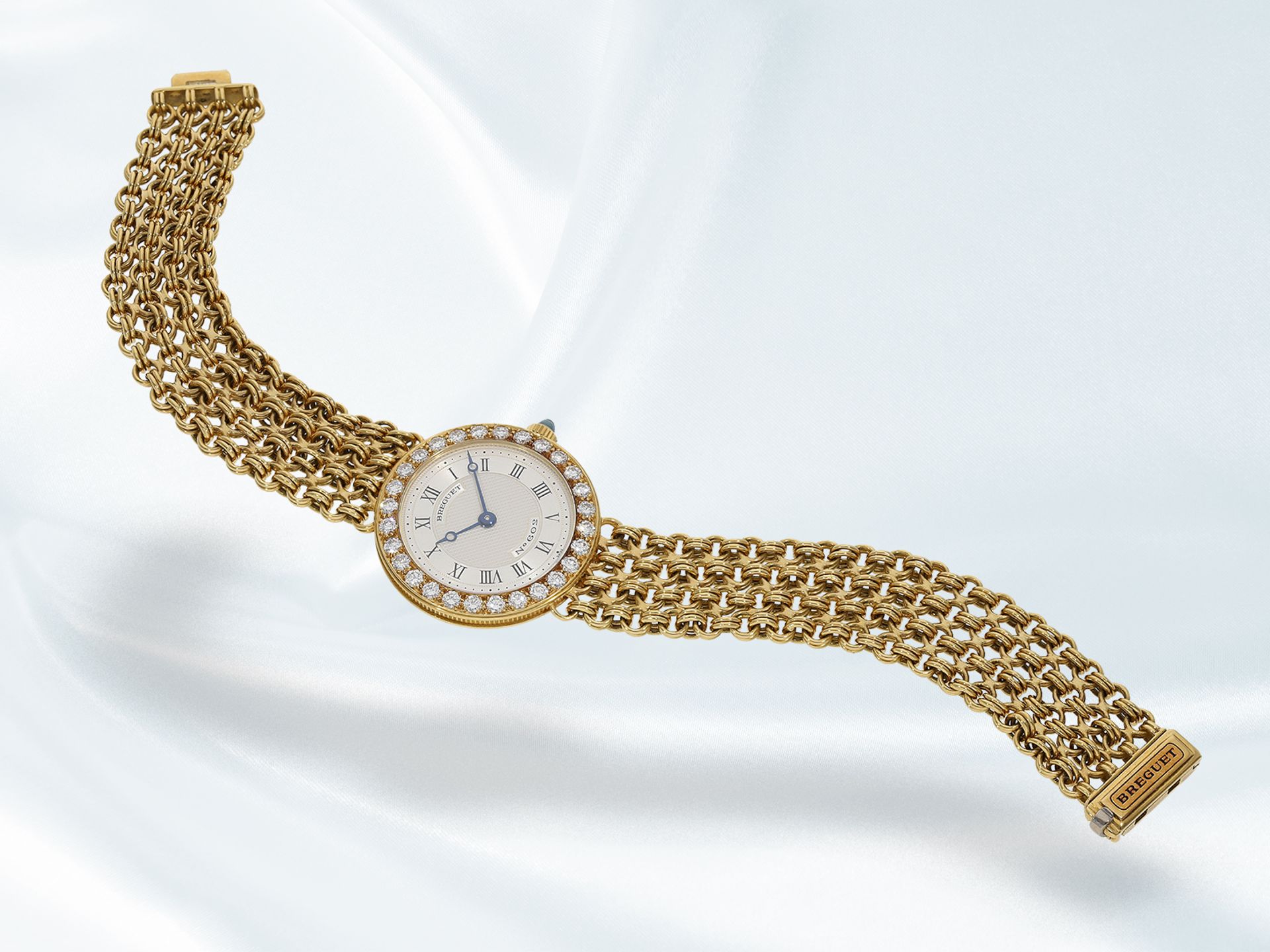 Armbanduhr: elegante, hochwertige Damenuhr von Breguet, "Breguet No. 602", 18K Gold mit Brillanten - Bild 8 aus 9
