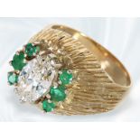 Ring: ausgefallener vintage Goldschmiedering mit schönem Altschliff-Diamanten, ca. 1,3ct