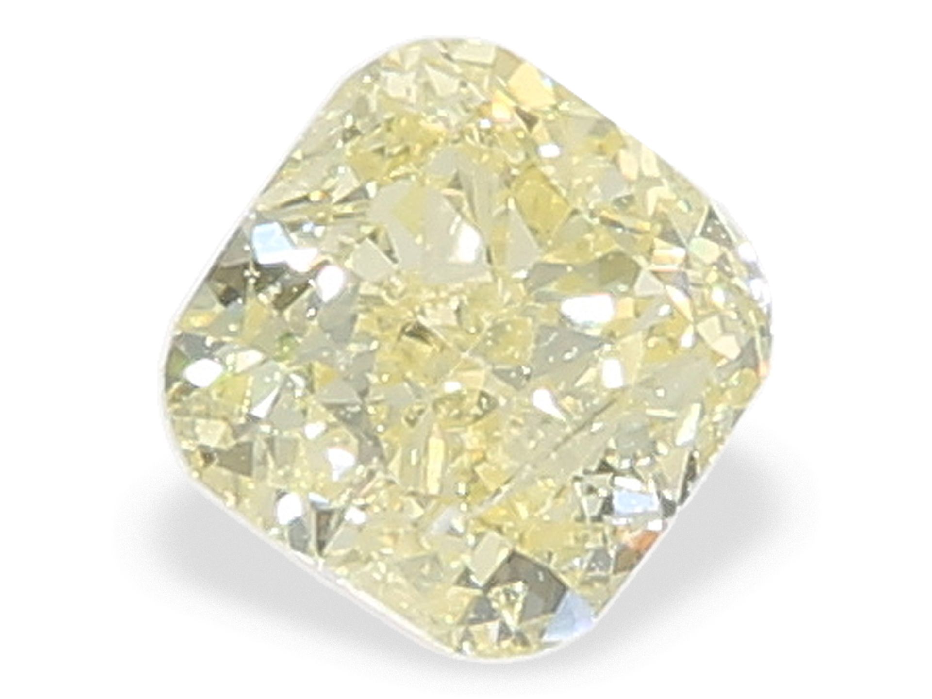 Diamant: gelber Fancy Diamant im Kissenschliff, ca. 0,52ct - Bild 2 aus 2