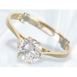 Ring: goldener vintage Solitär/Brillantring, sehr schöner Brillant von ca. 1ct, hoher Reinheits- und