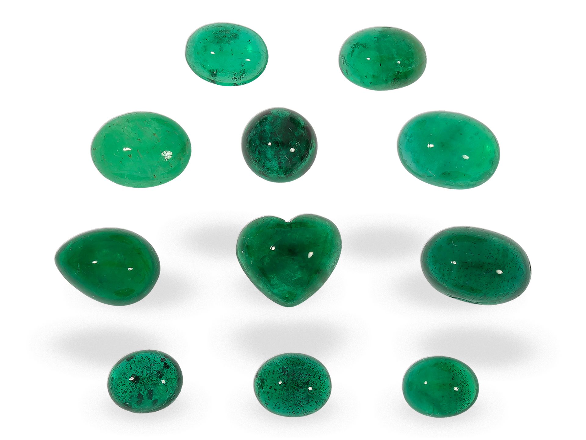 Smaragd: Konvolut Smaragd-Cabochons, ca. 14,05ct, aus Goldschmiede-Nachlass