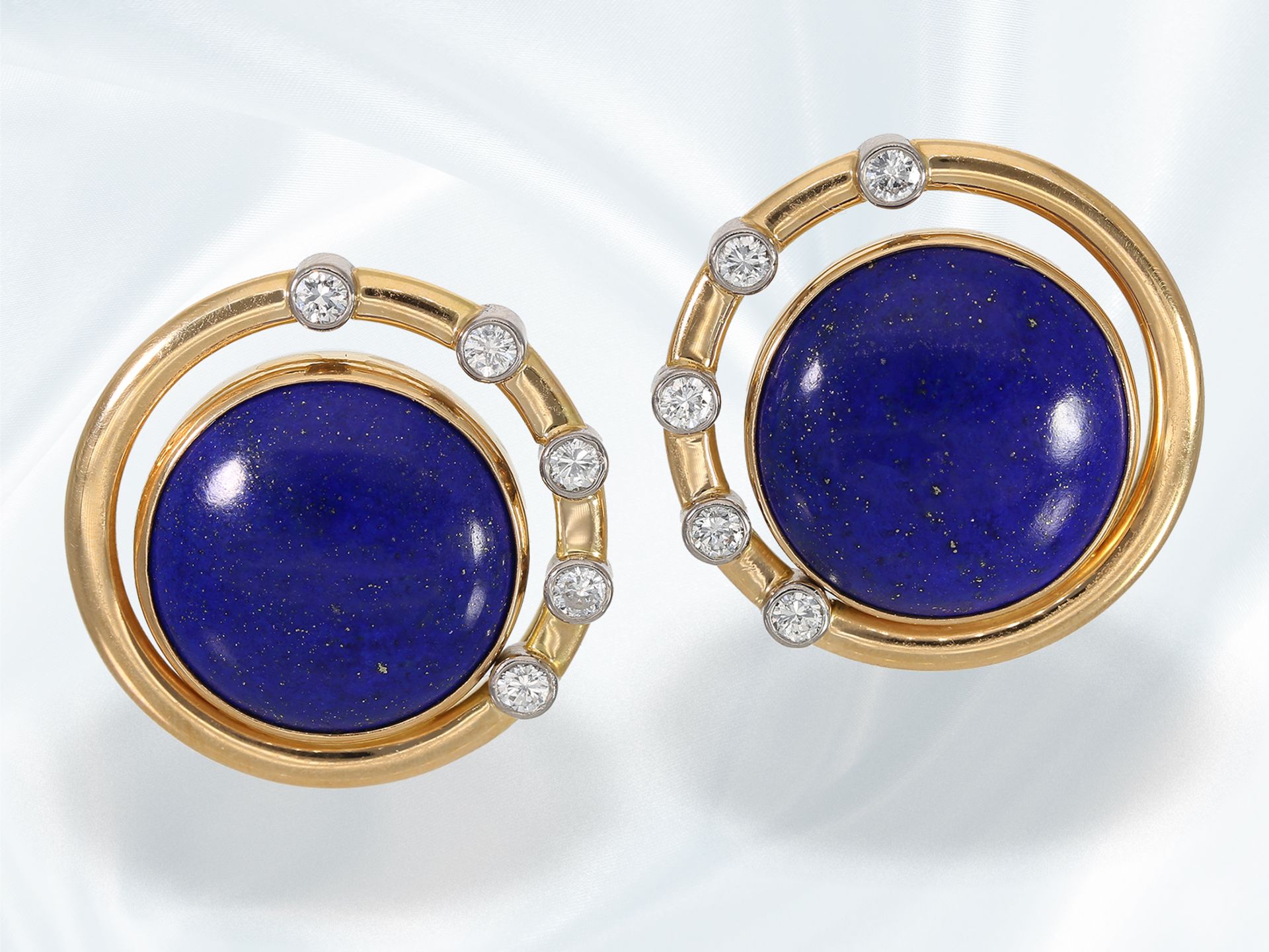 Ohrschmuck: dekorativer vintage Designer-Ohrschmuck mit Lapislazuli und Brillanten, geschmackvolle H