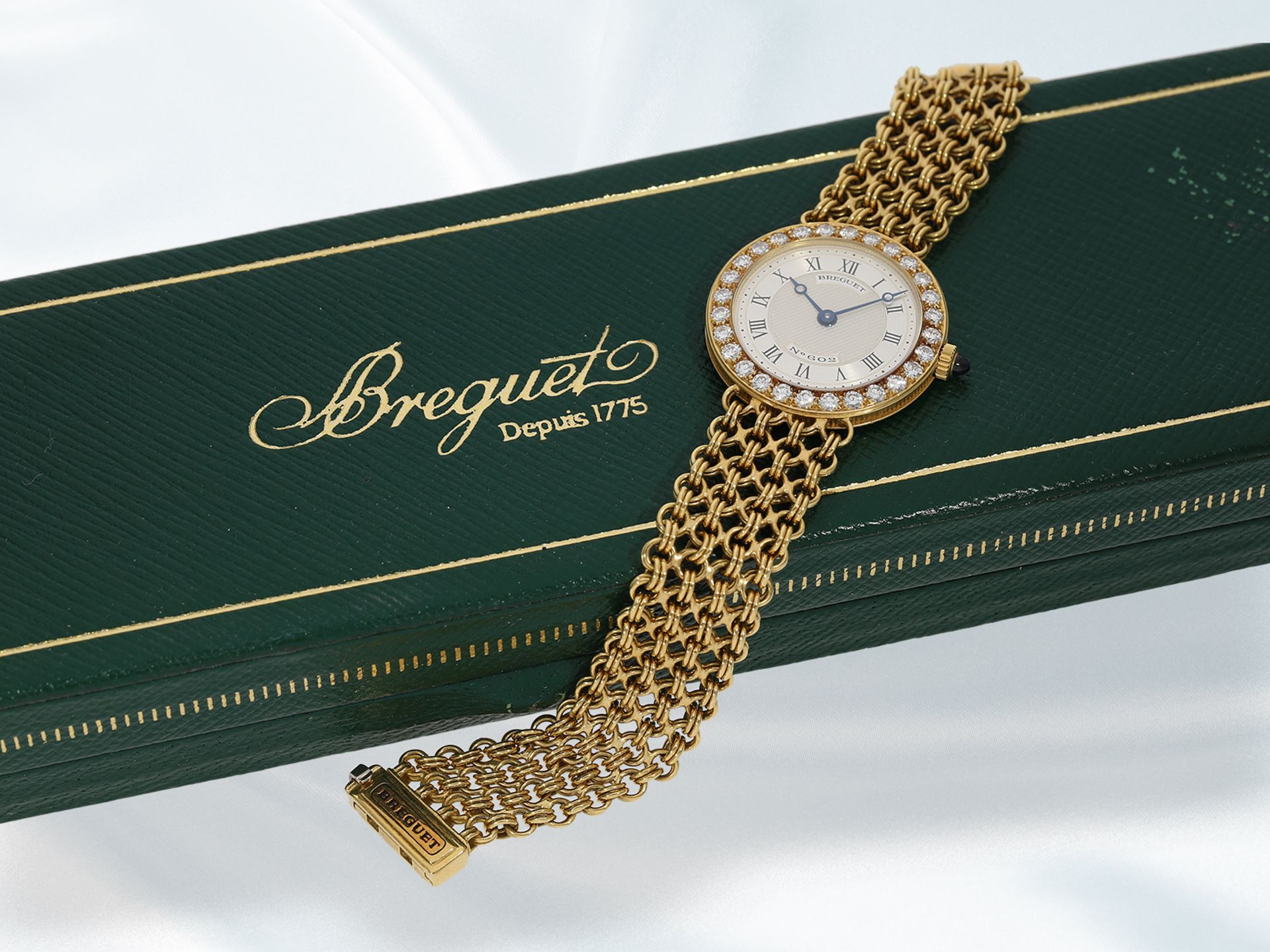 Armbanduhr: elegante, hochwertige Damenuhr von Breguet, "Breguet No. 602", 18K Gold mit Brillanten - Bild 6 aus 9