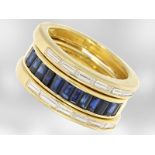 Ring: Interessanter 2-teiliger variabler Saphir-/Diamantring, separat tragbar, insgesamt ca. 1,4ct,