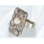 Ring: sehr dekorativer, antiker Diamantring aus der Zeit des Art déco, 14K Gold