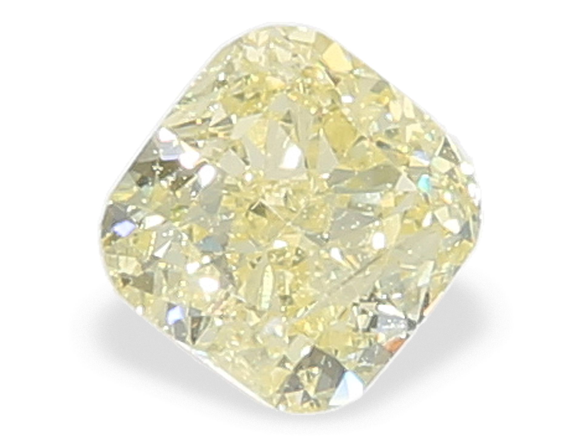 Diamant: gelber Fancy Diamant im Kissenschliff, ca. 0,52ct