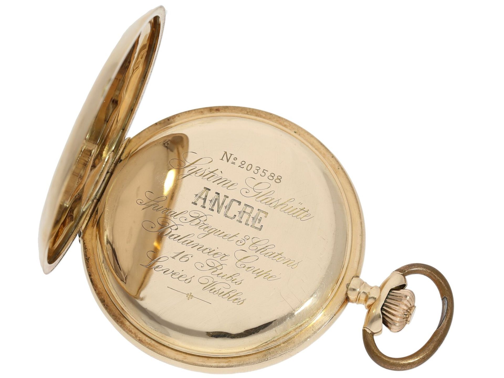 Taschenuhr: besonders große und schwere Goldsavonnette "System Glashütte", um 1900 - Bild 4 aus 5