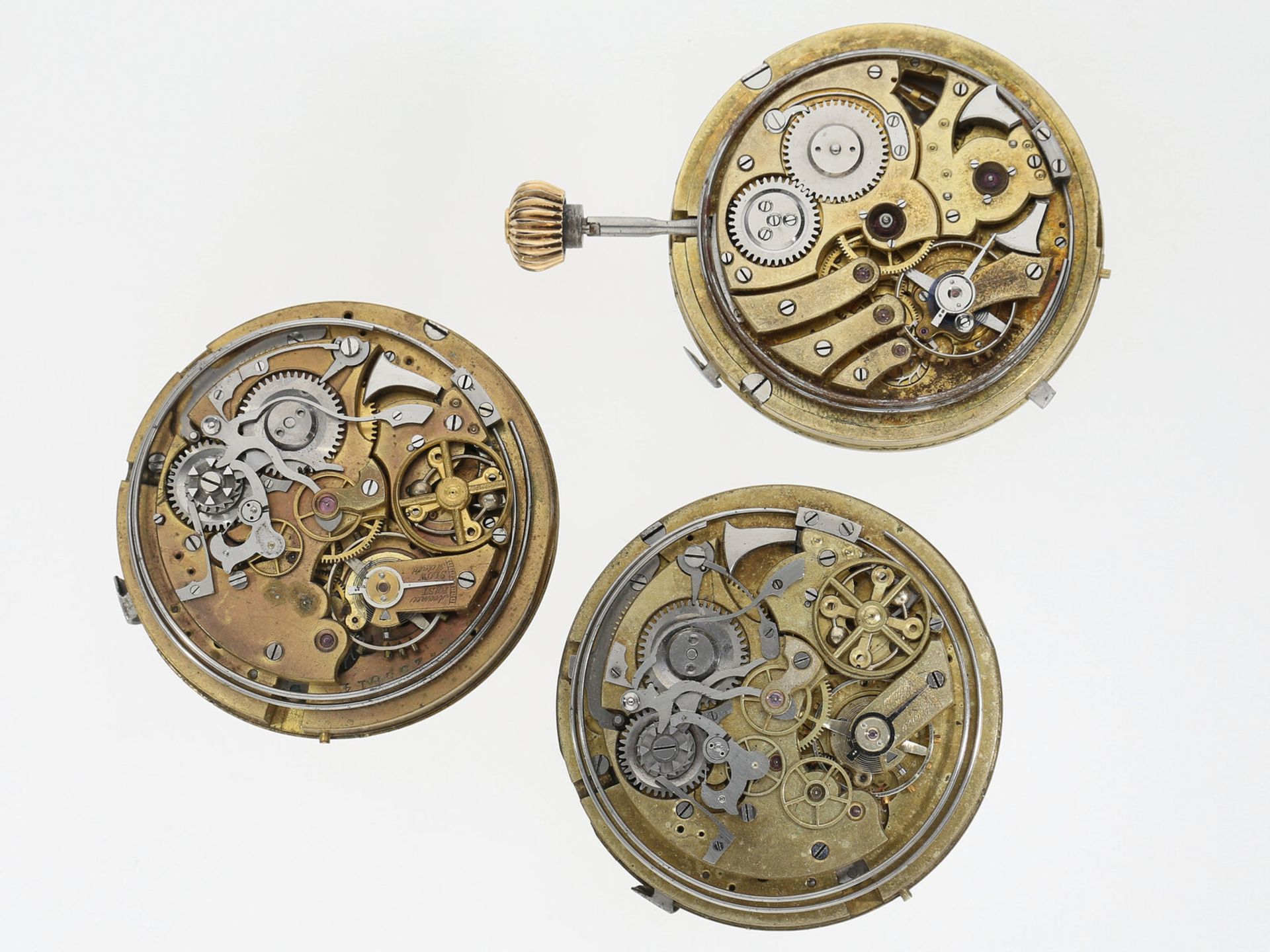 Taschenuhr: 3 interessante Taschenuhrwerke mit Repetition, ca.1890-1910