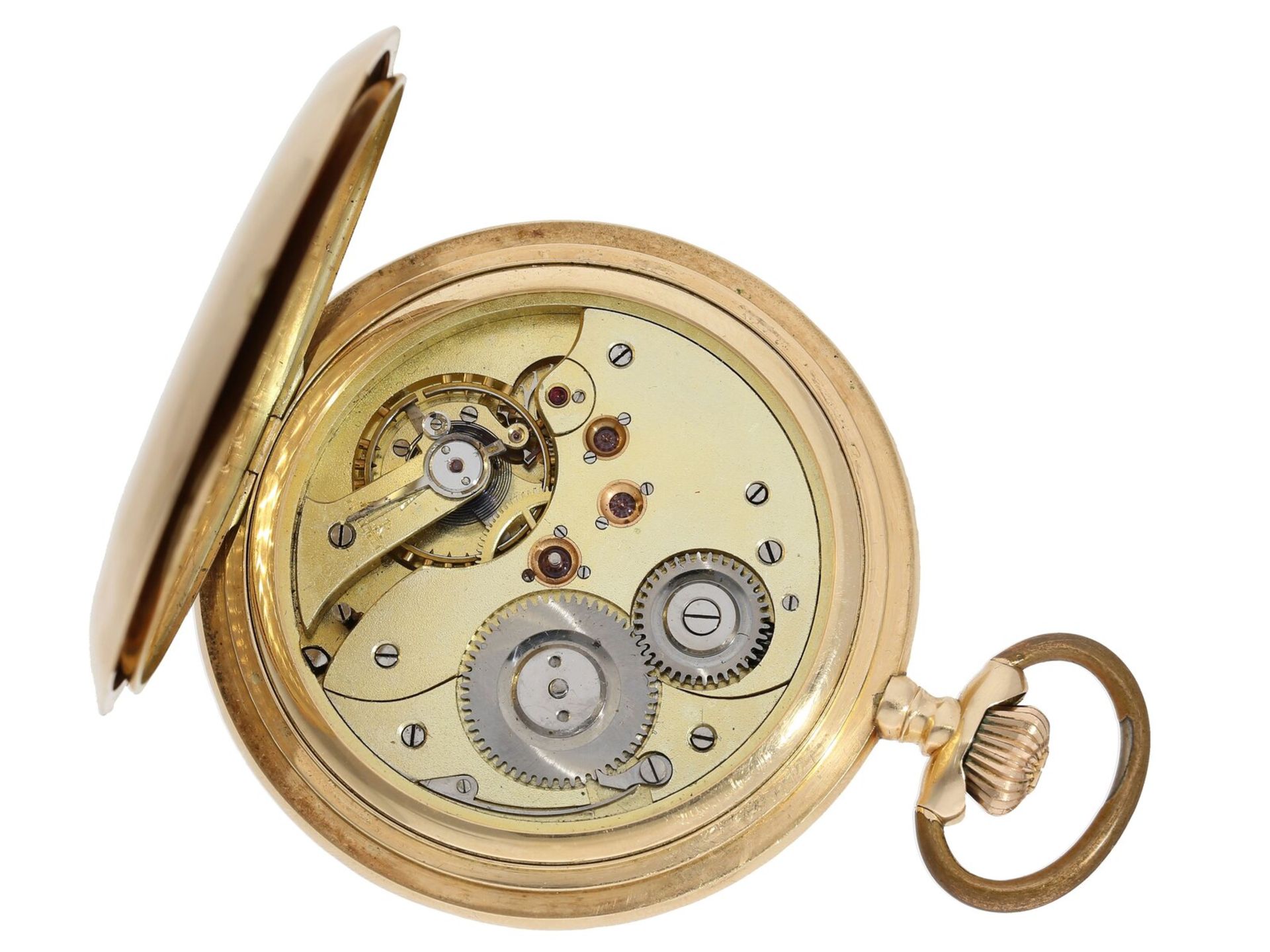 Taschenuhr: besonders große und schwere Goldsavonnette "System Glashütte", um 1900 - Bild 5 aus 5