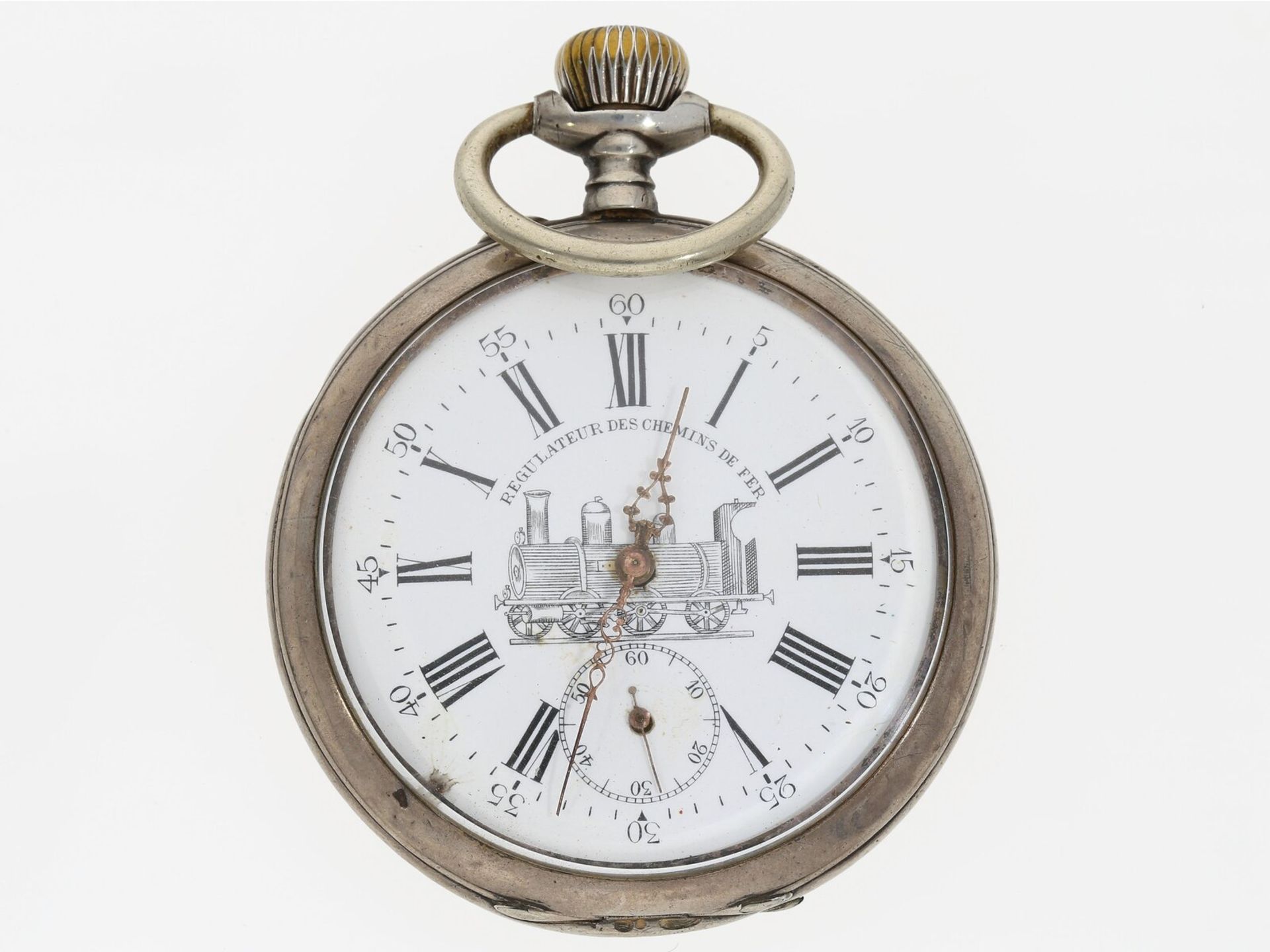 Taschenuhr: große silberne Eisenbahneruhr Typ "Regulateur", um 1900