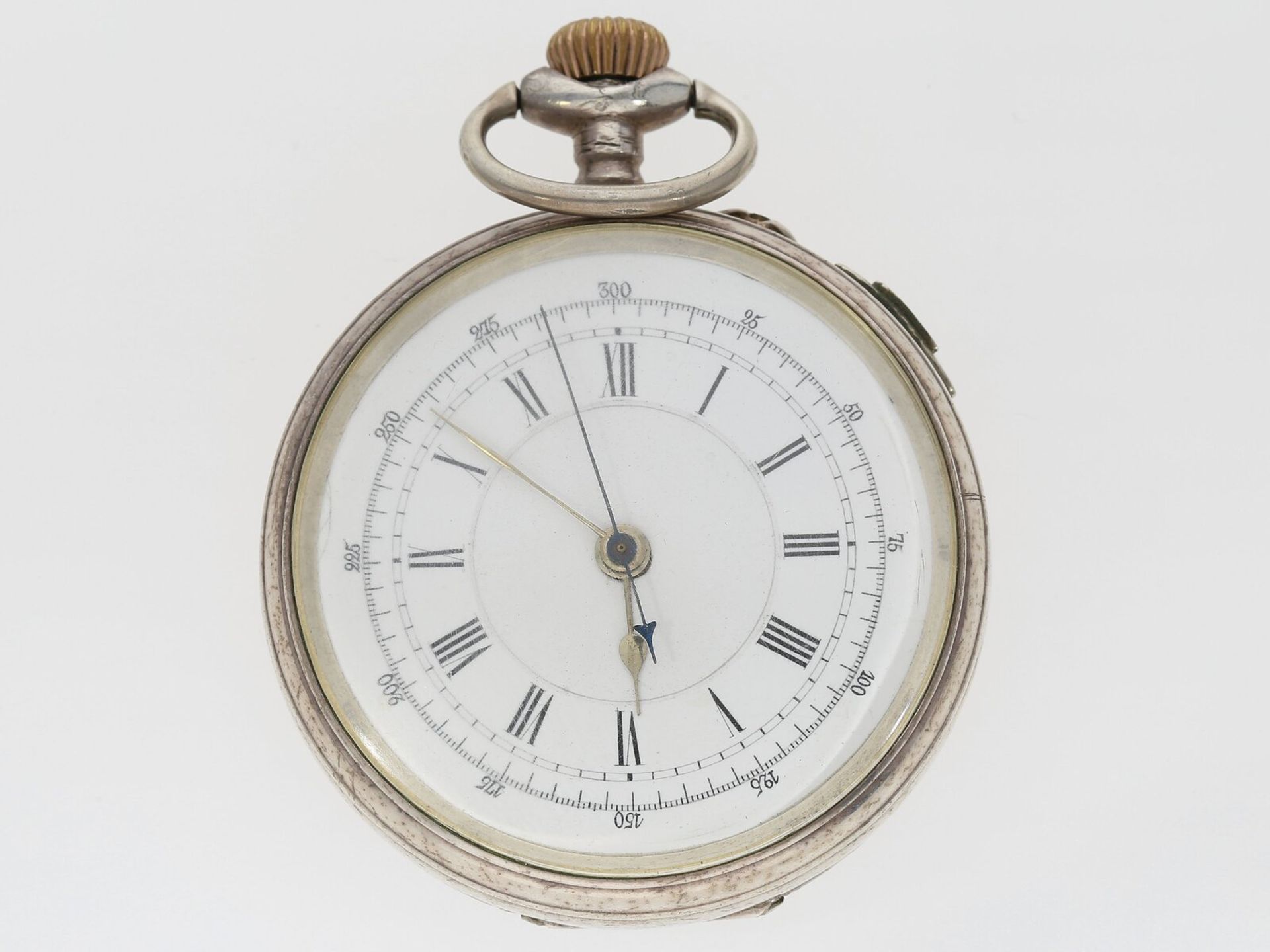 Silberne Taschenuhr mit anhaltbarer Zentralsekunde, sog. Marine-Chronograph, ca. 1900