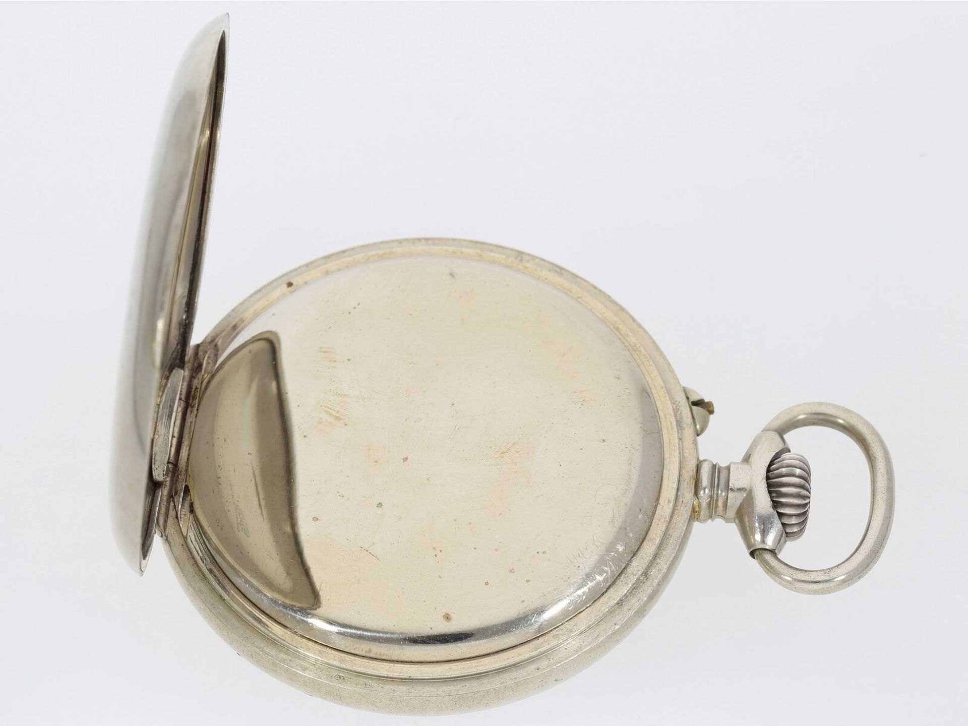 Übergroße Taschenuhr mit Zentralsekunde und extrem seltenem Zifferblatt "Montre Colombophile"- "Brie - Bild 3 aus 4