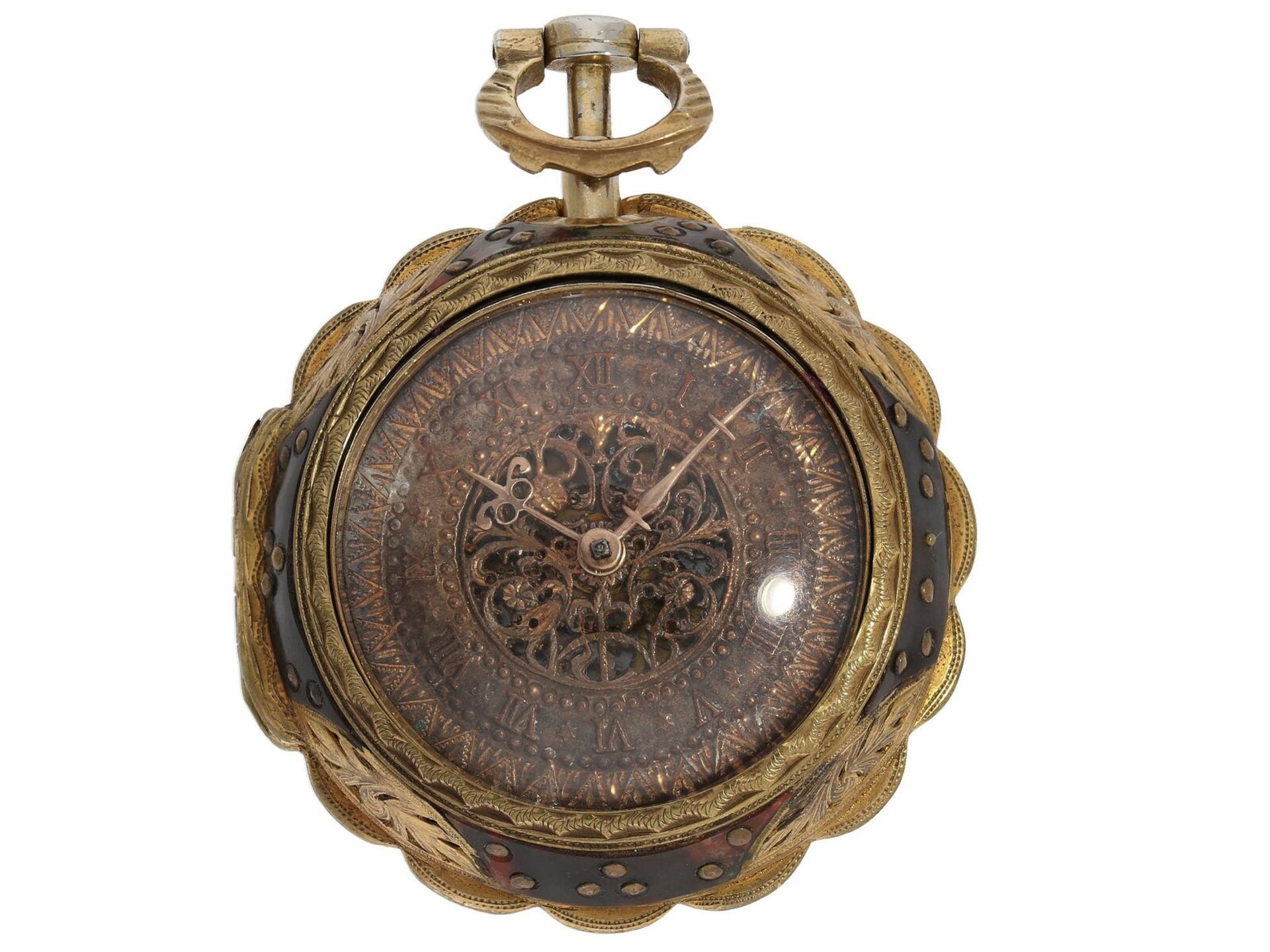 Taschenuhr: ungewöhnliche Spindeluhr mit Repetition auf Glocke, signiert Markwick Markham London, ca