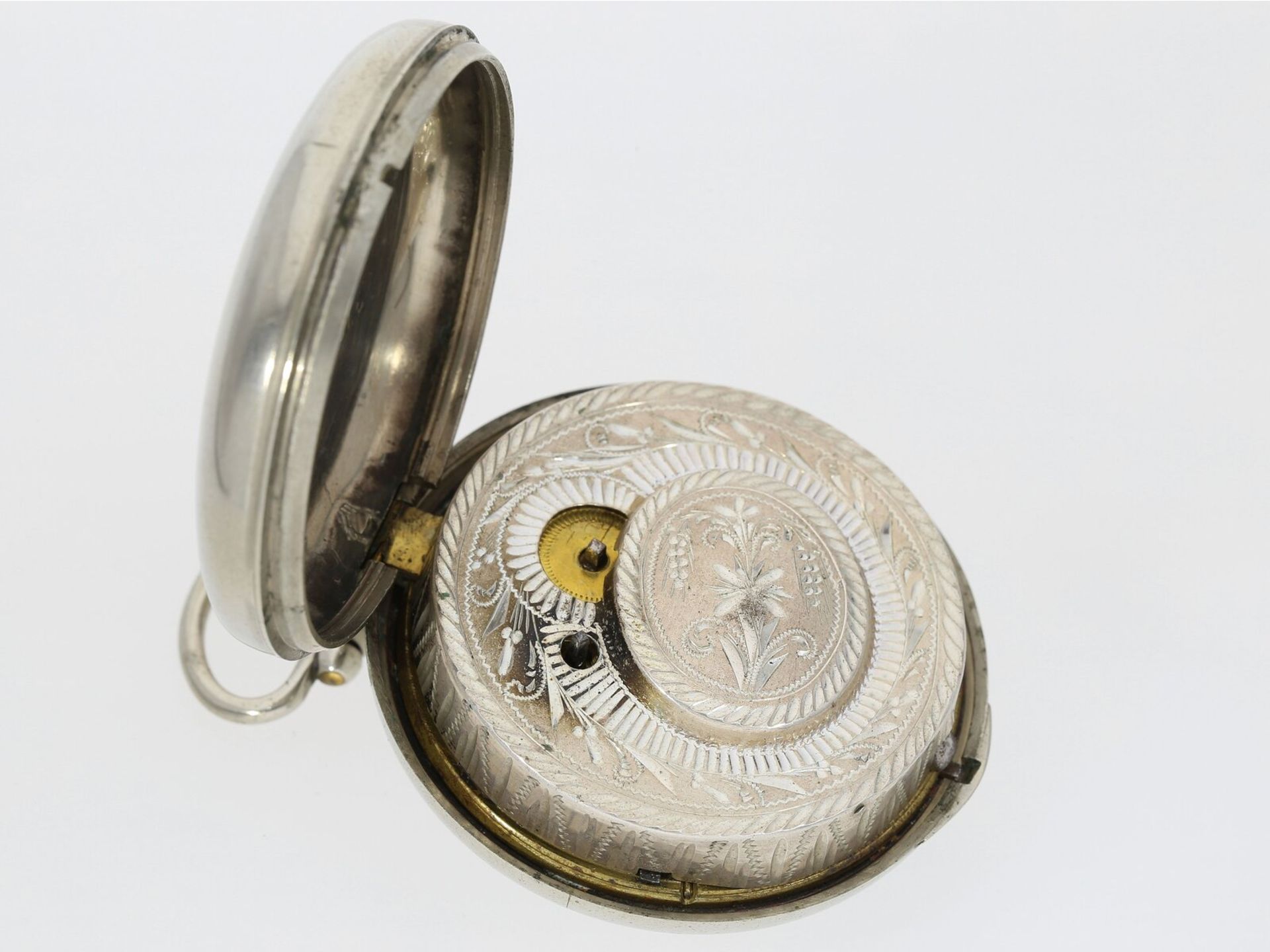 Taschenuhr: große englische Spindeluhr, signiert Thomas Whitt London, ca. 1820 - Bild 4 aus 5