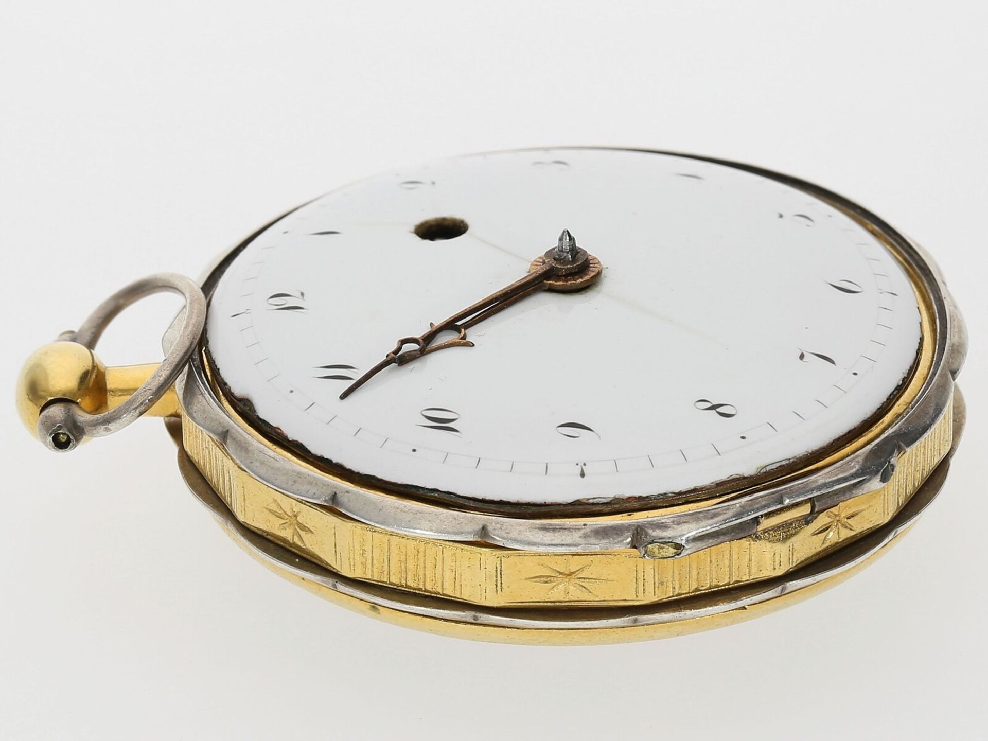 Taschenuhr: extrem seltene Spindeluhr mit Freimaurerdekoration, Frankreich um 1800 - Bild 3 aus 4