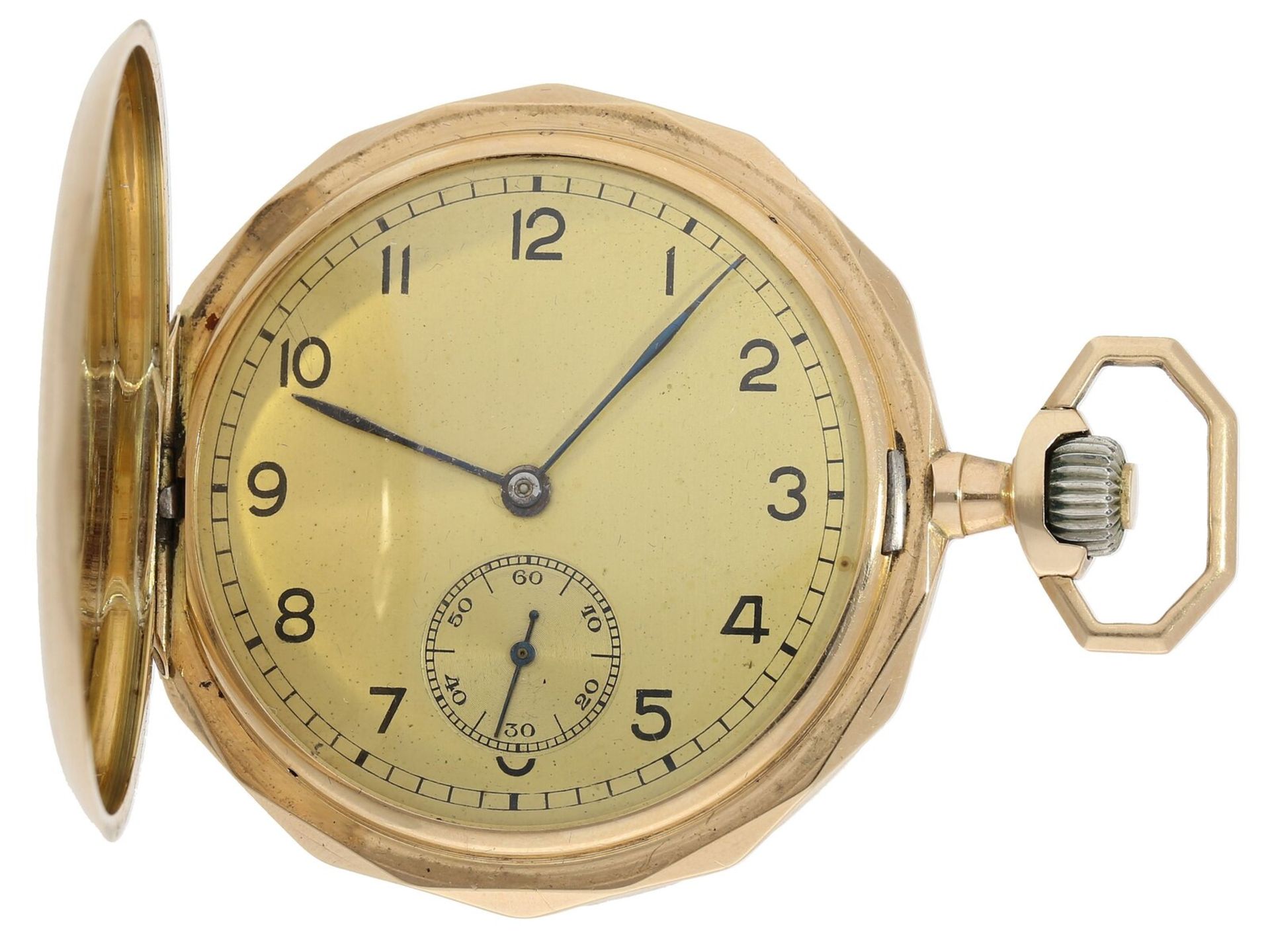 Taschenuhr: Goldsavonnette mit Ankerwerk, um 1915, Tavannes Watch Co.
