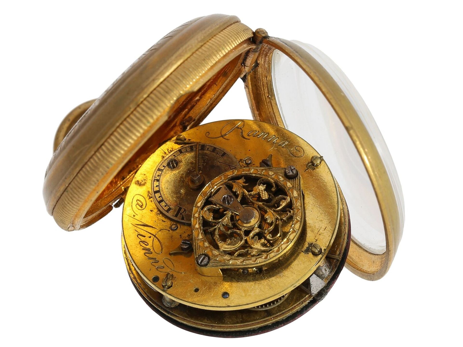 Taschenuhr: kleine Wiener Spindeluhr, signiert Ranna Vienne, ca.1800 - Bild 4 aus 4