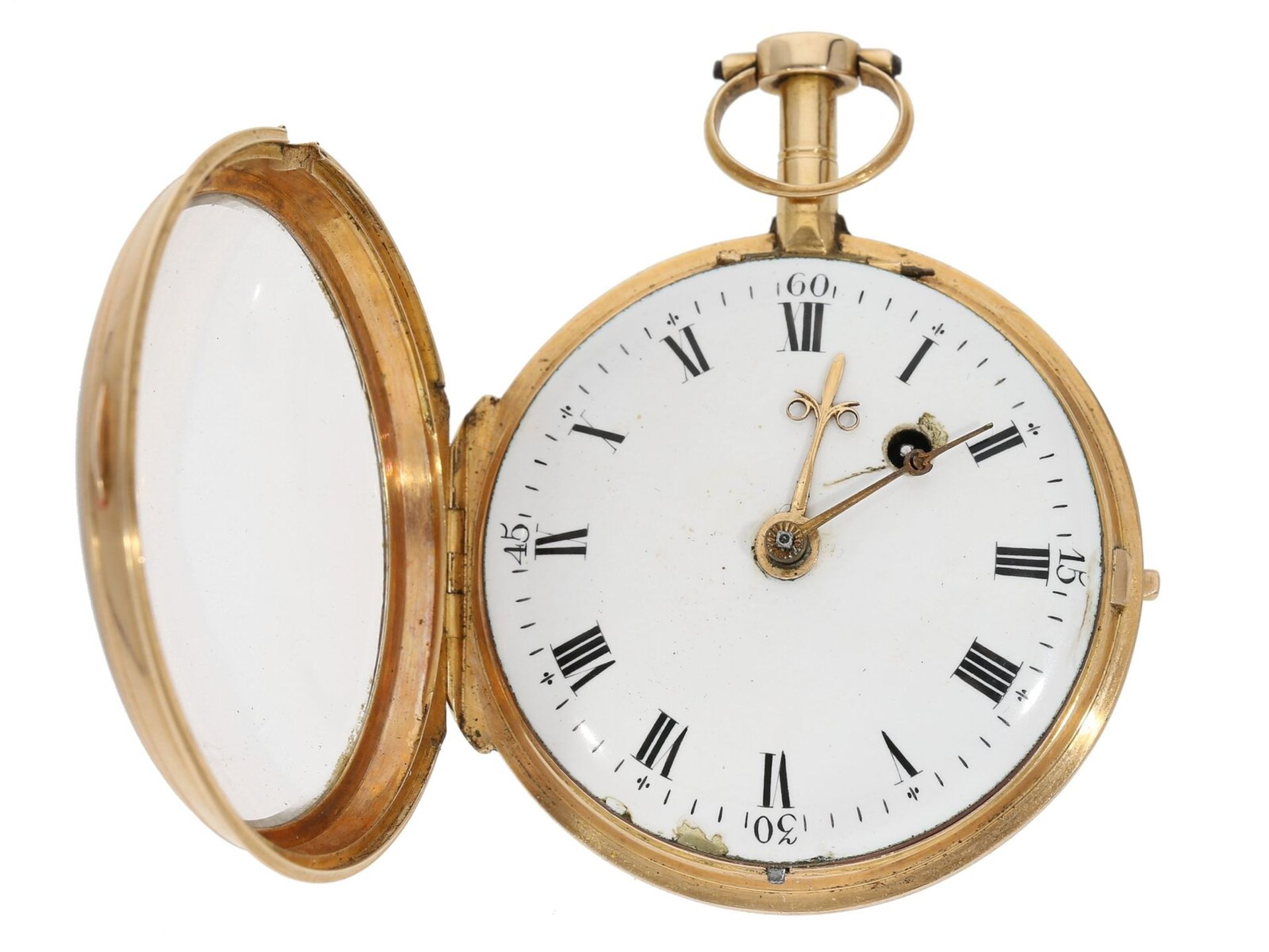 Taschenuhr: feine französische Spindeluhr mit 18K Goldgehäuse, Vaucher Freres No.12798, Paris um 178 - Bild 3 aus 4