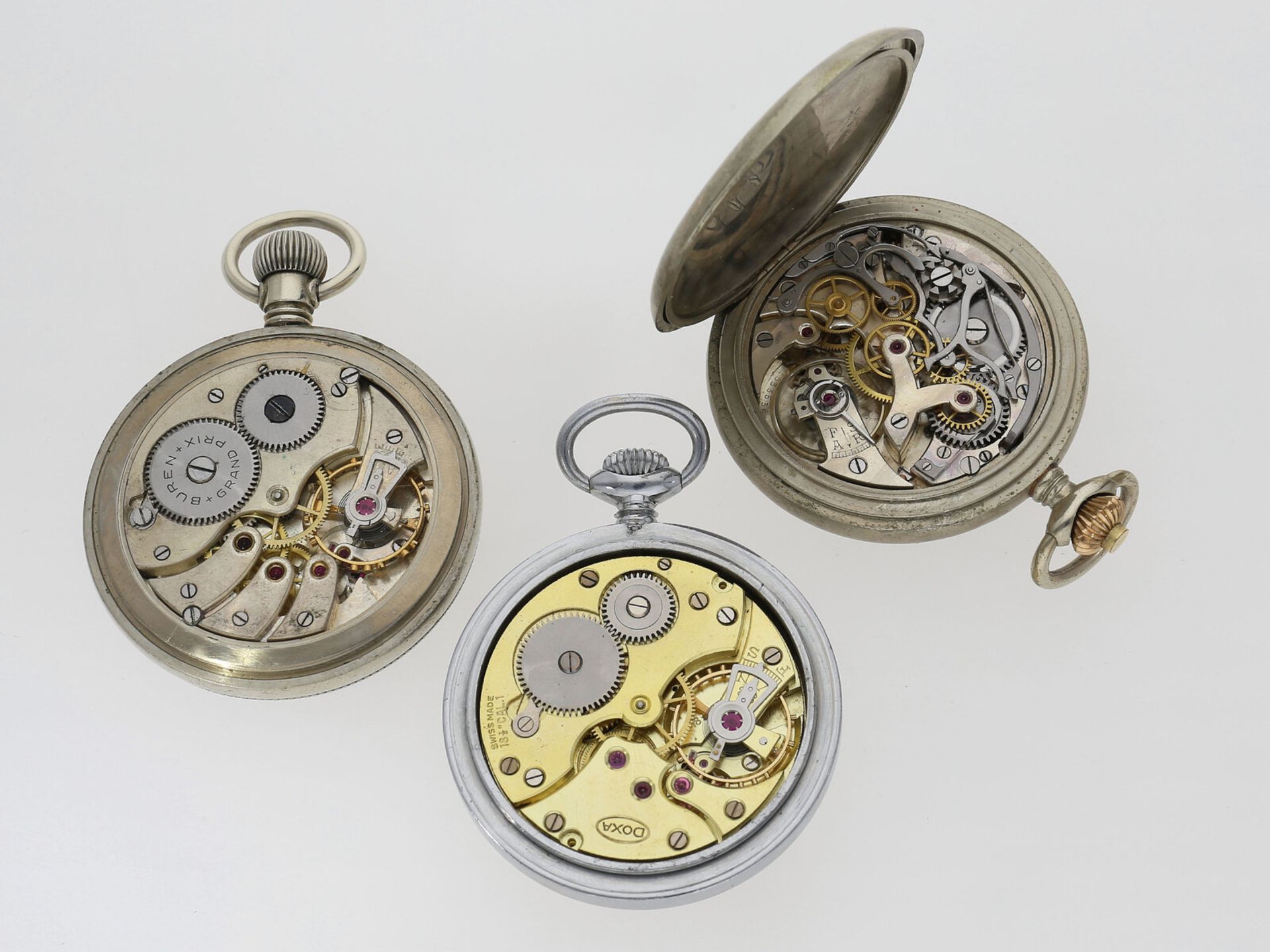 Taschenuhr: Konvolut von 3 seltenen, deutschen militärischen Taschenuhren, dabei ein Chronograph Lün - Bild 3 aus 3
