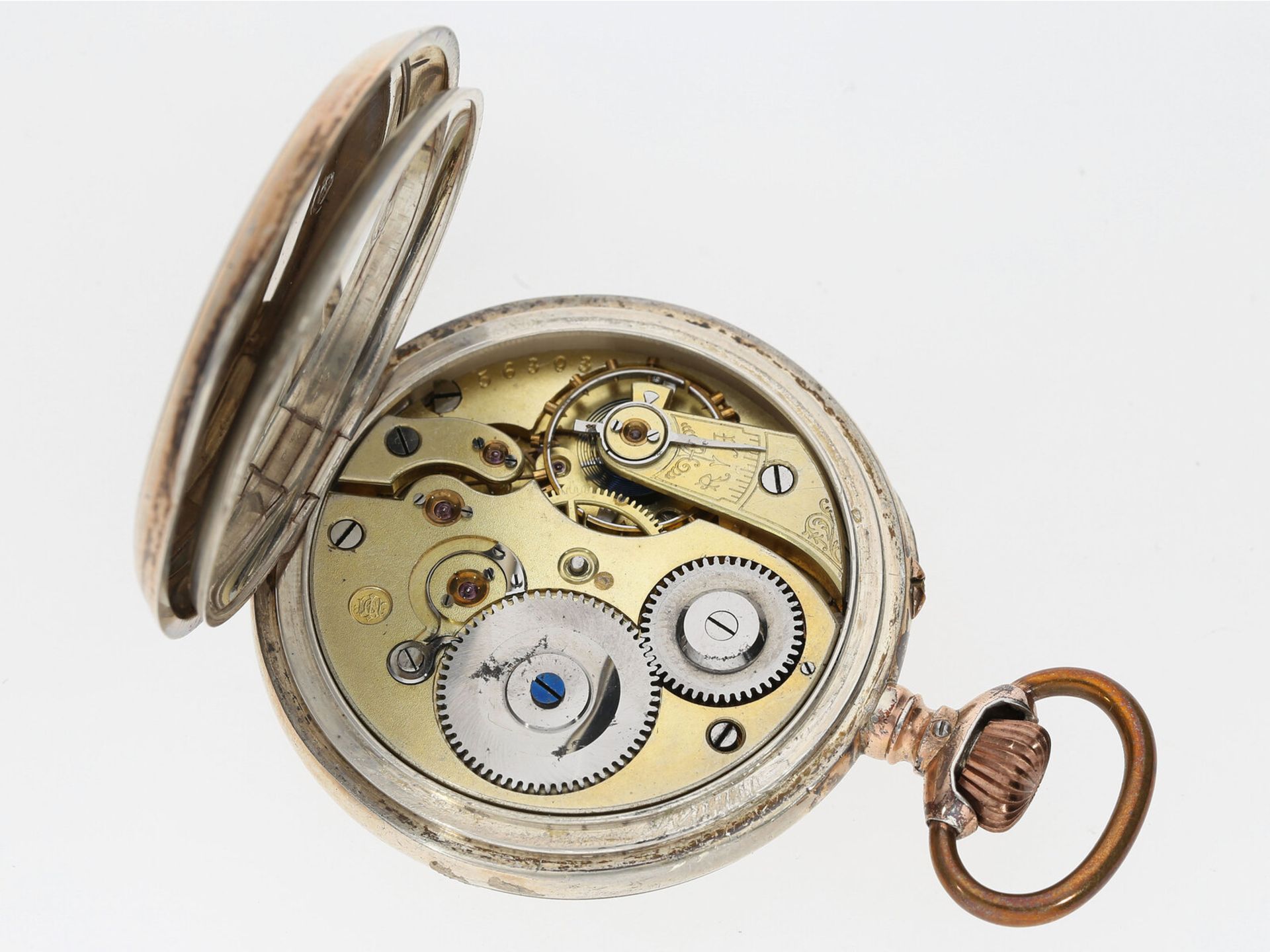 Taschenuhr: silberne Herrentaschenuhr IWC Schaffhausen, um 1913 - Image 4 of 4