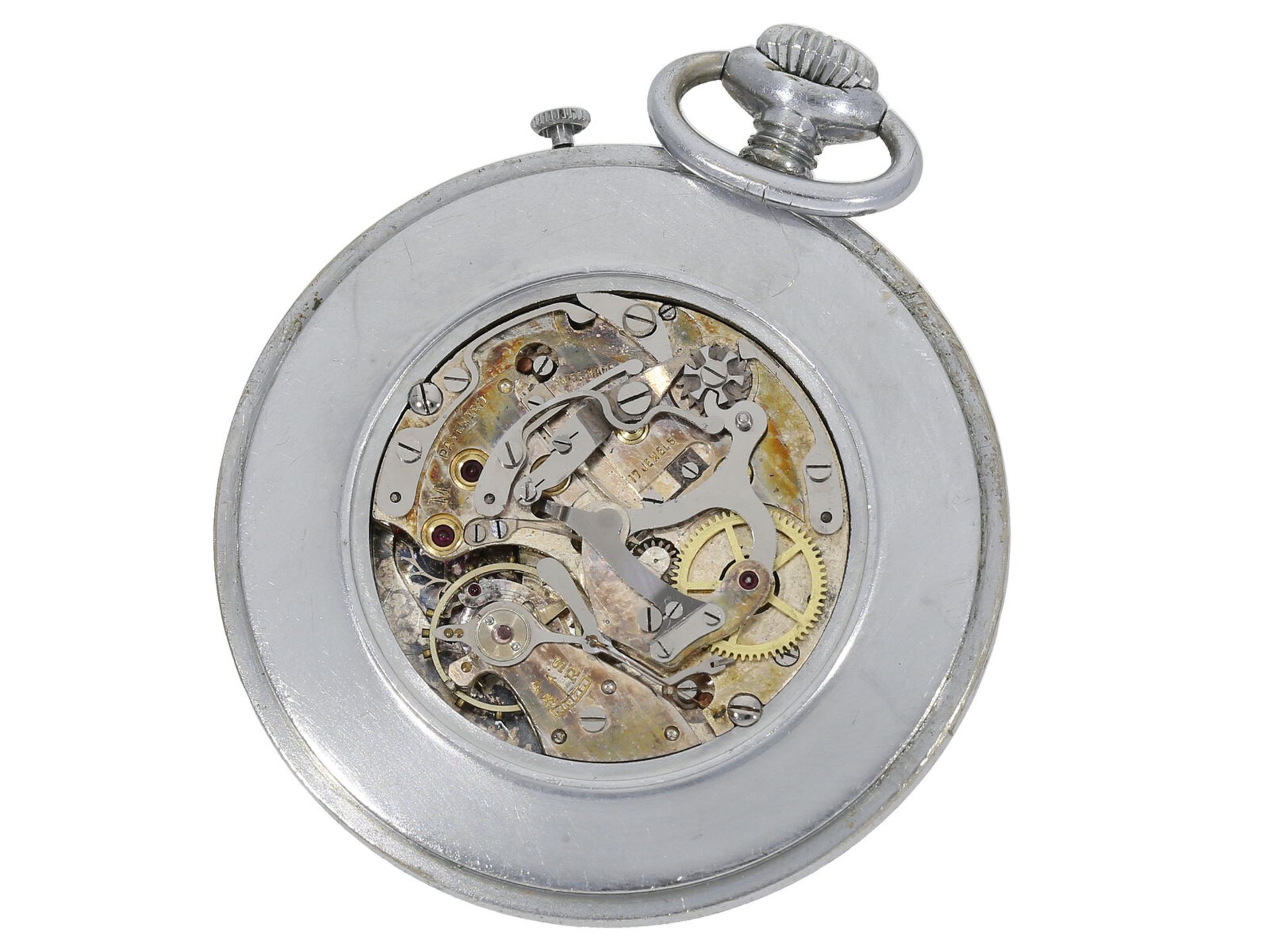 Taschenuhr: sehr seltener Chronograph mit "2-tone-Dial", Pierce, Art déco 30er-Jahre - Bild 2 aus 4