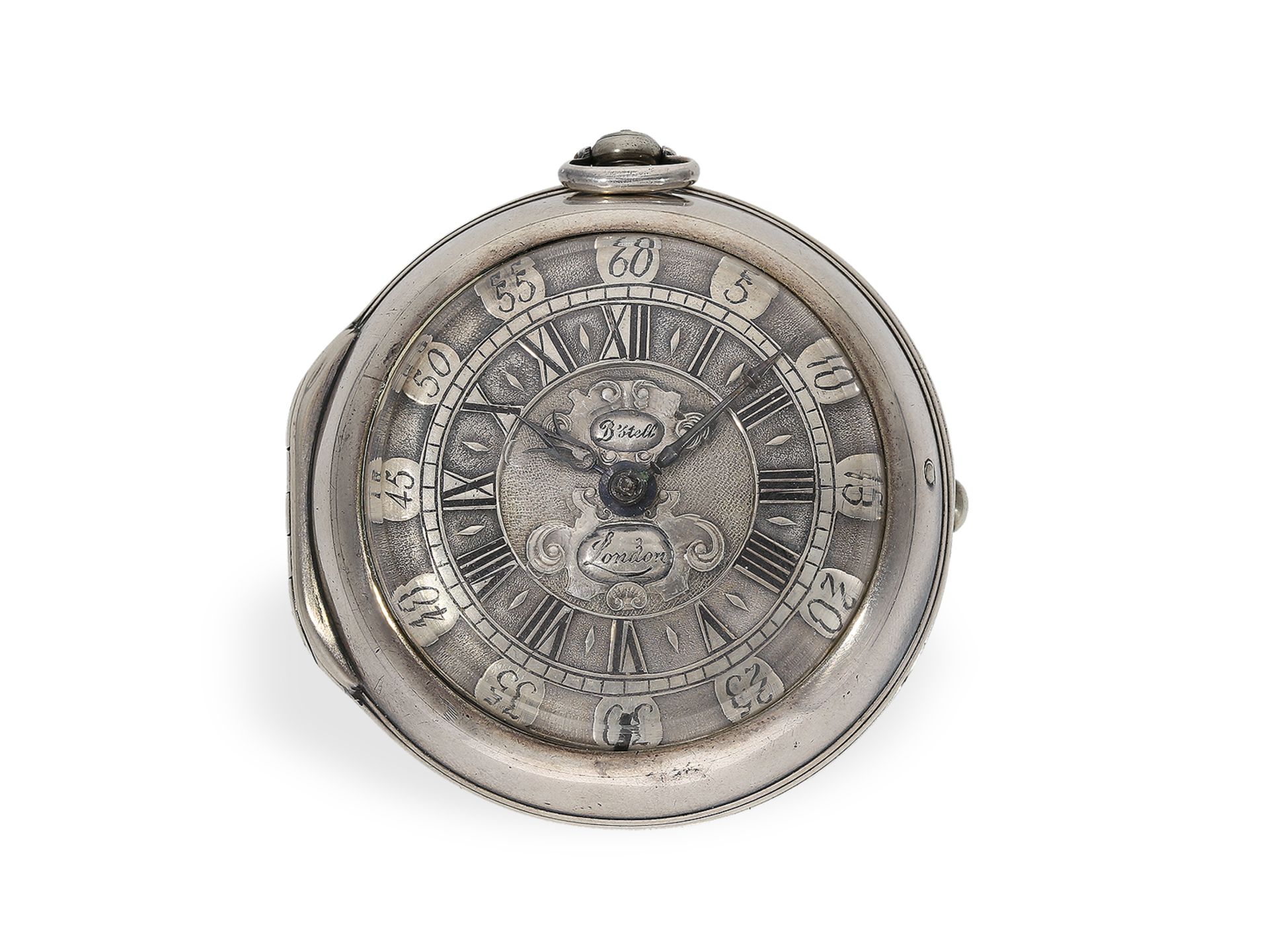 Taschenuhr: frühe englische Sackuhr, um 1700, Isaac Birdwhistell London 1682-1725