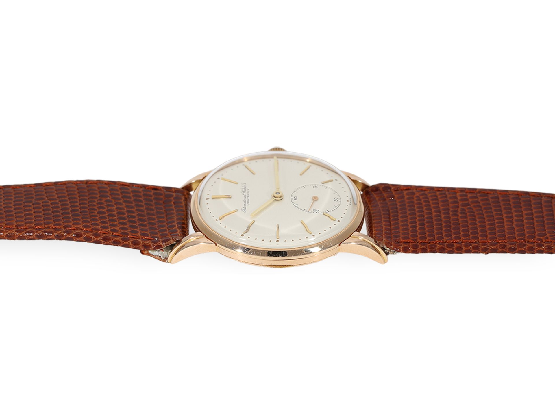 Armbanduhr: große, frühe IWC mit seltenem Rotgoldgehäuse, ca.1947 - Bild 7 aus 7